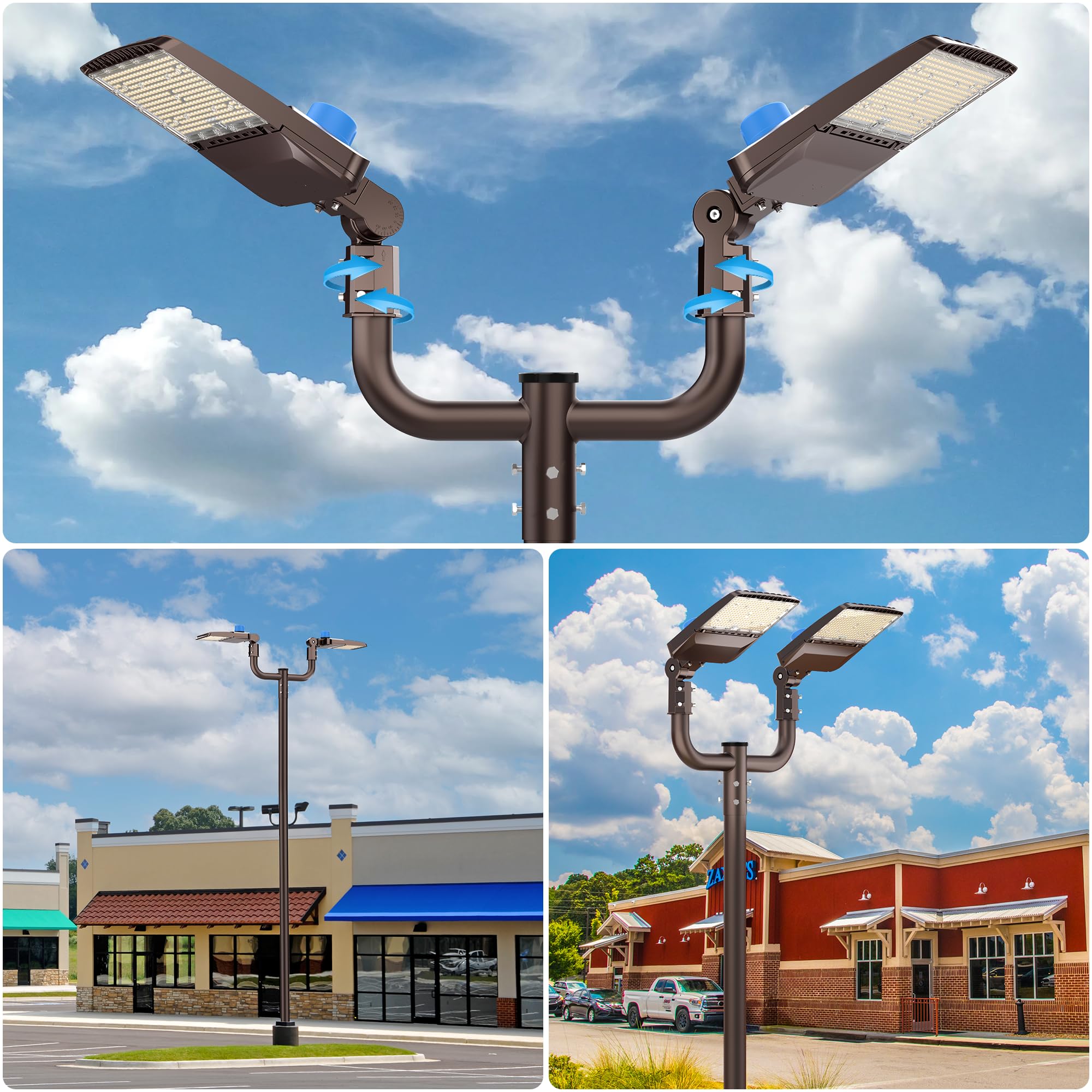 HYPERLITE Double Bullhorn Bracket for Parking Lot Light, 2 3/8" Mount, Bronze, Model HP-LA-AA01