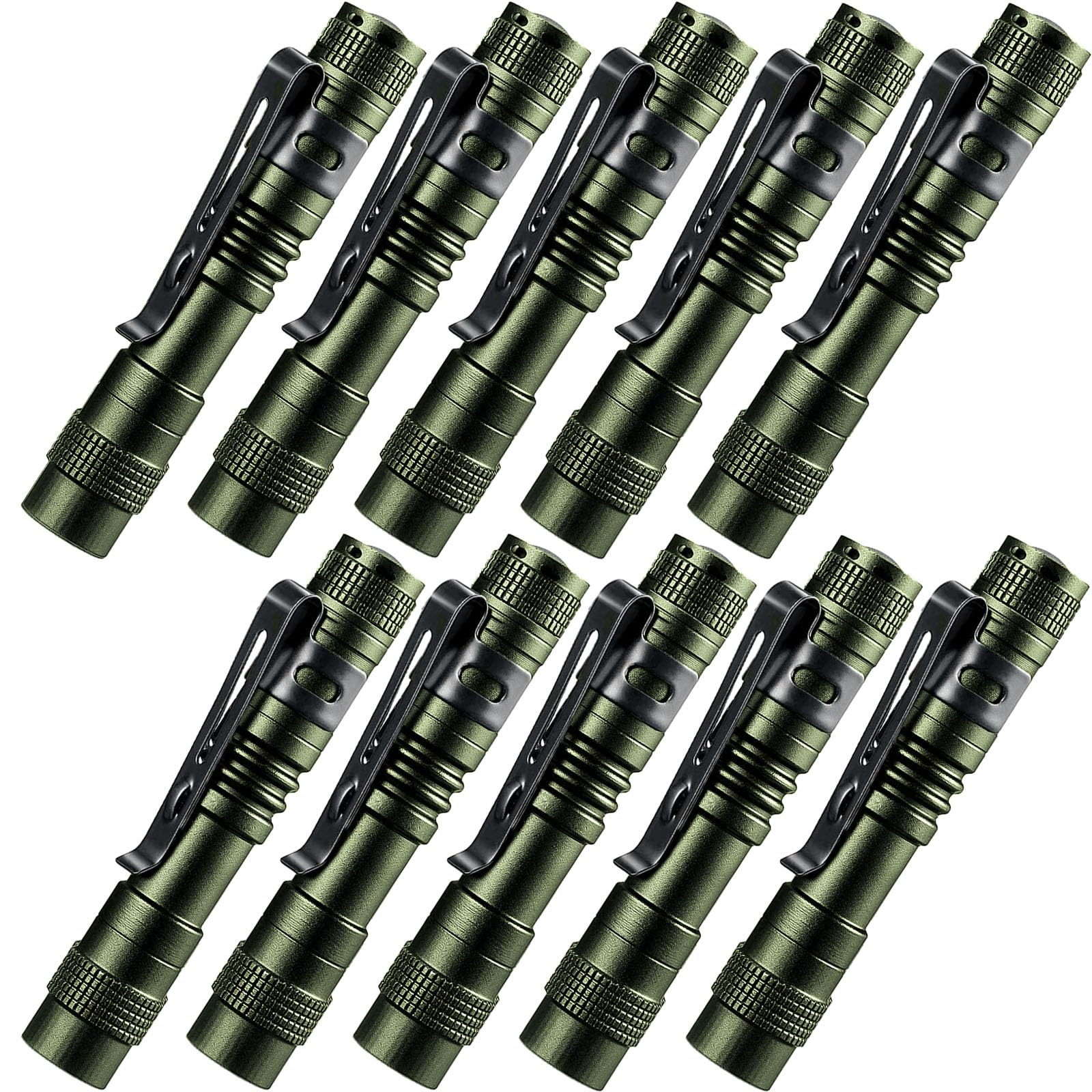 Beieverluck 10 Pack Mini Flashlights, Pocket Tactical Pen Light, Small, Green, Model NUM0134