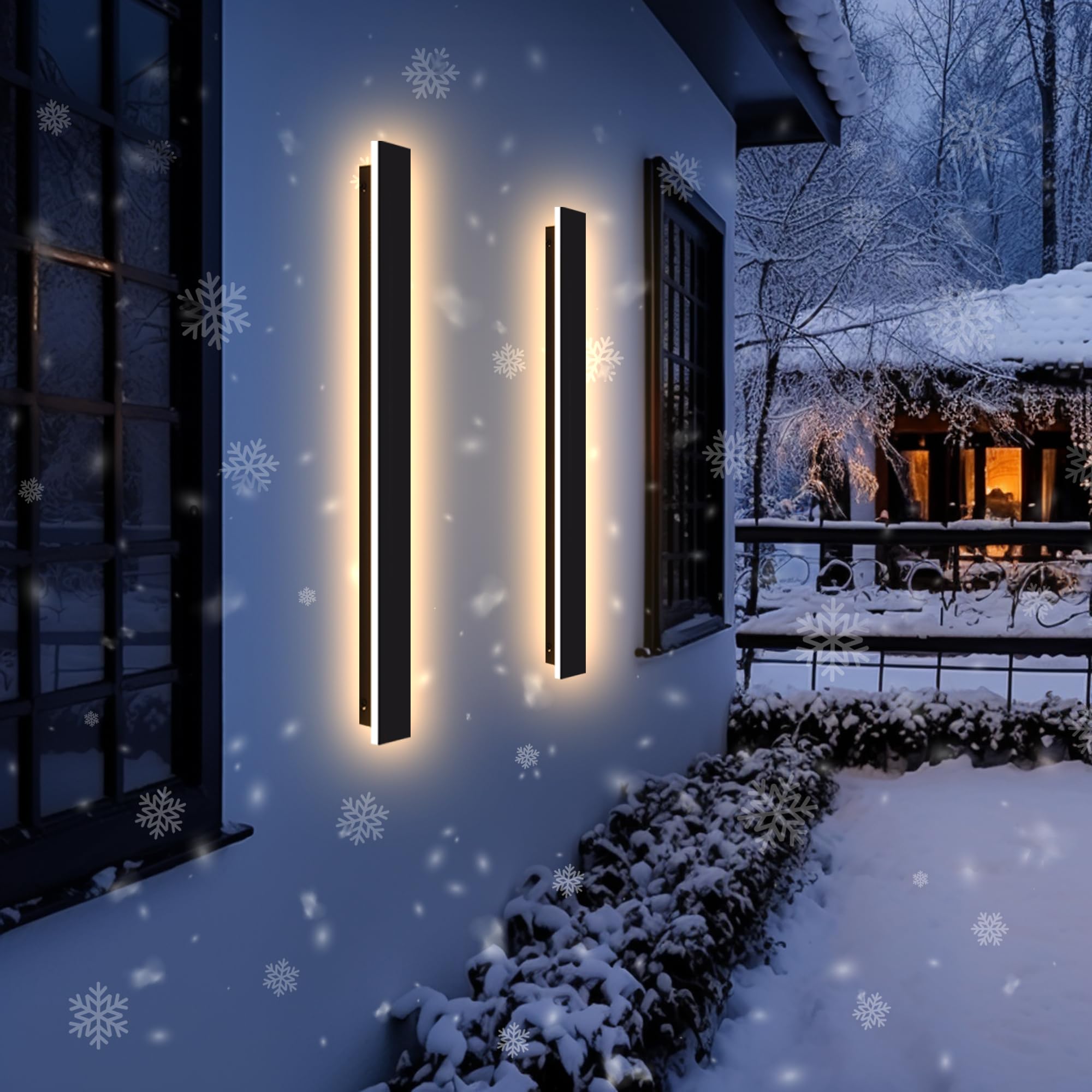 Ycmgead Outdoor Wall Light Led Long Wall Sconce 39.38In Ip65 Waterproof Black Modern Outdoor Lights 3000K 32W Metal Exterior Light Fixture For Porch Light Patio Door Yard Garden Villa Living Room