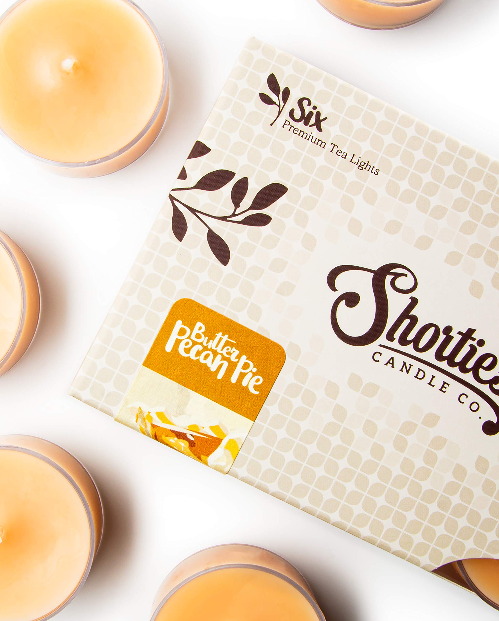 Butter Pecan Pie Premium Tealight Candles - Highly Scented with Natural Oils - 6 Beige Tea Lights - Beautiful Candlelight - Made