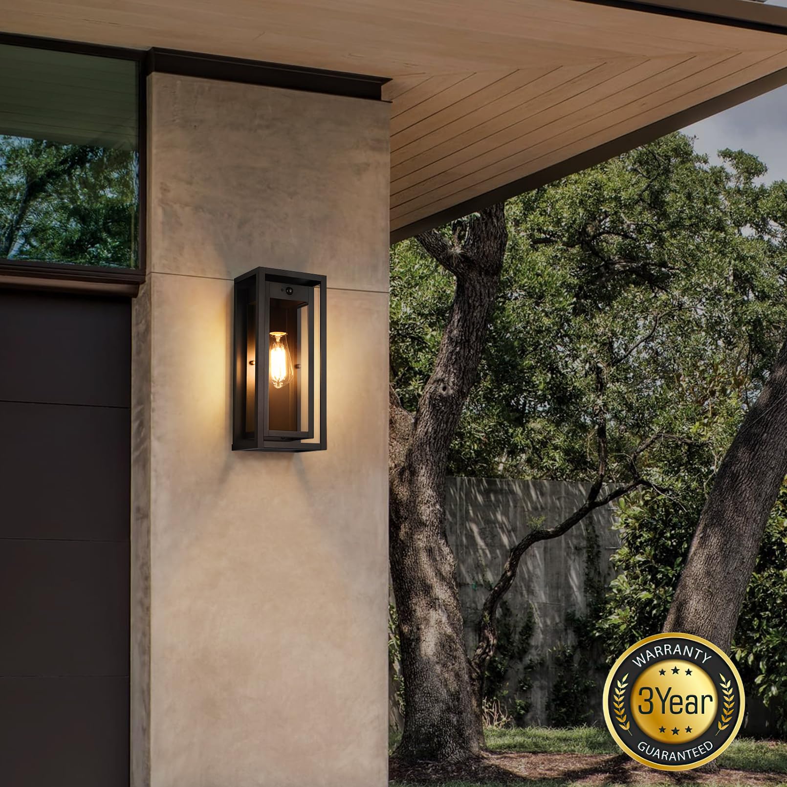 Slypadan 15 Motion Sensor Outdoor Wall Lights  2 Pack Large Dusk To Dawn Outdoor Lights  3 Lighting Modes Waterproof Anti-Rust Wall Sconces  Exterior Lighting Fixtures For Front Door  Porch  Garage