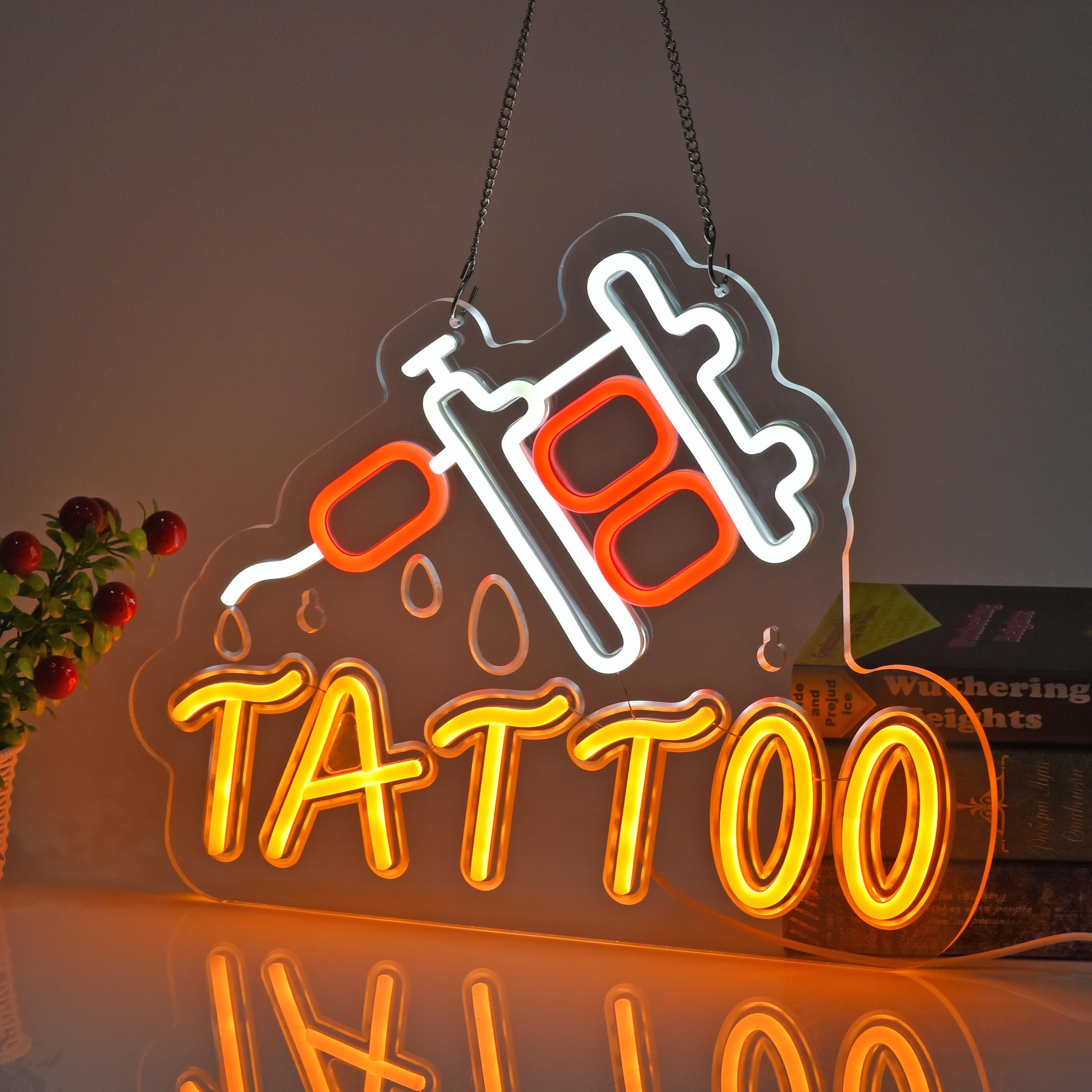 Jomobuty Tattoo Neon Sign For Wall Decor Led Light Up Sign Cool Business Signage For Piercing Shop Beauty Salon Studio 16.1 X 12.6 Led Art Hanging Decorative Gifts