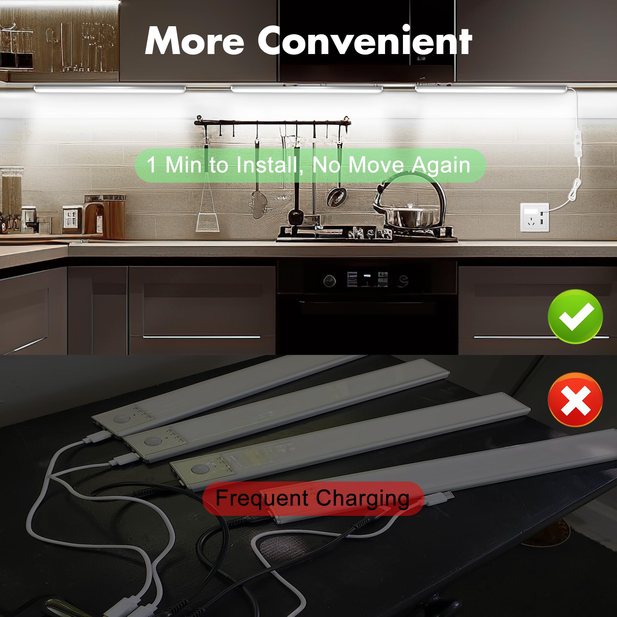 Benreom Under Cabinet Lighting Plug In, 3 Pcs 12 Inch Multi-Color Under Cabinet Lighs, Super Bright Under Counter Lights For Kit