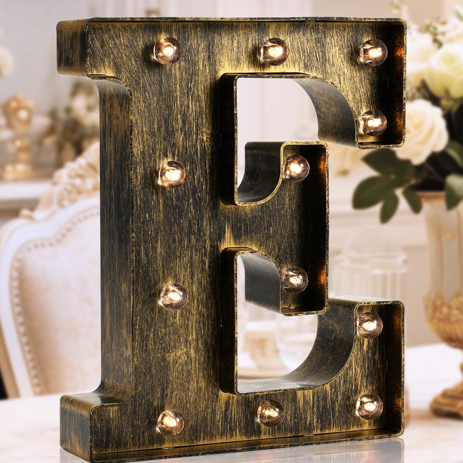 OYCBUZO Vintage Black LED Marquee Letter Sign - Light Up Alphabet Decor for Cafe, Wedding, Christmas, Model: Vintage-Letter-05