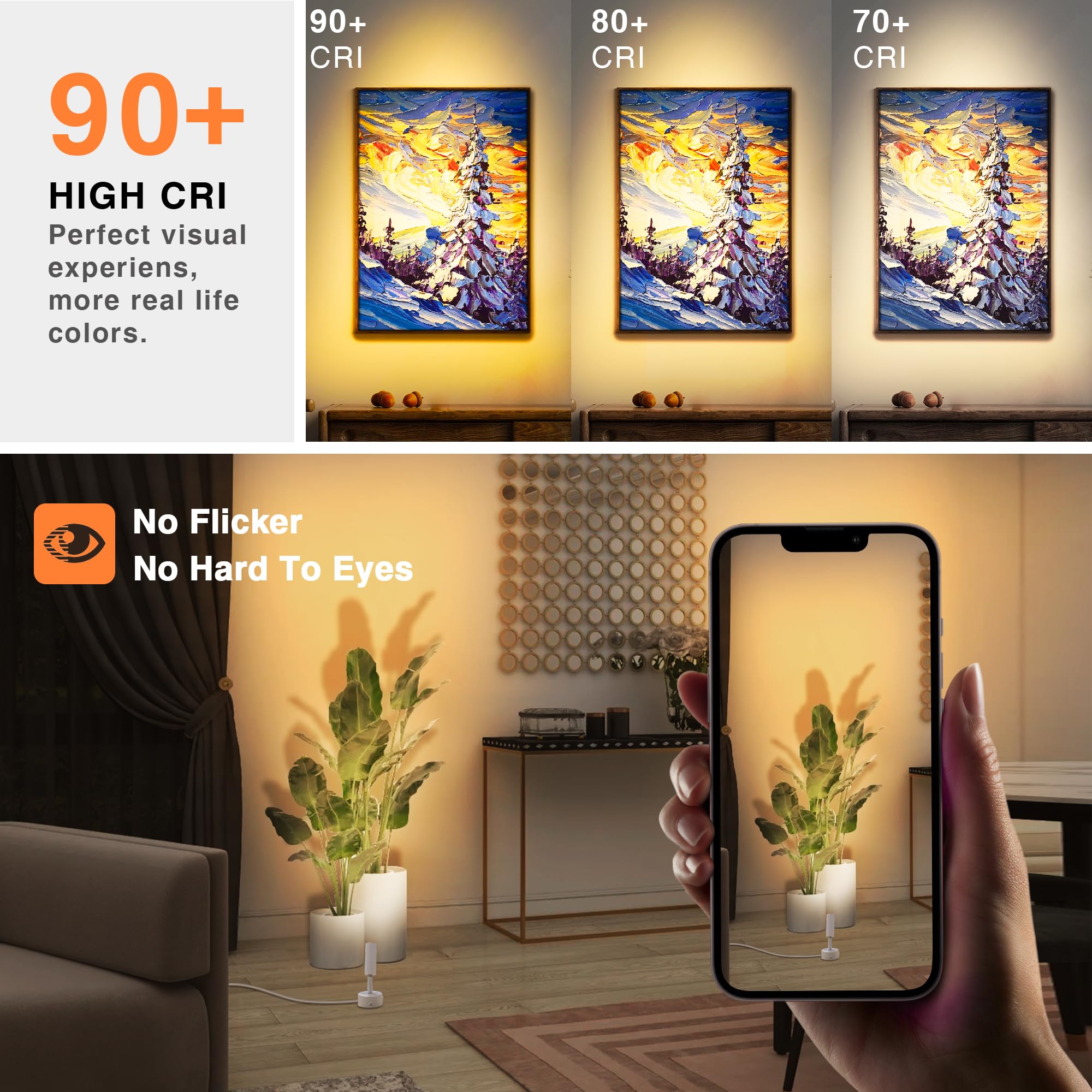 Urtom Led Spot Lights Indoor 3W Uplighting Indoor Spotlight With Memory Function 3000K/4000K/5000K Up Lights Indoor 120V Dimmable Uplights Indoor For Plant Spotlight Indoor For Accent Lighting 2 Pack