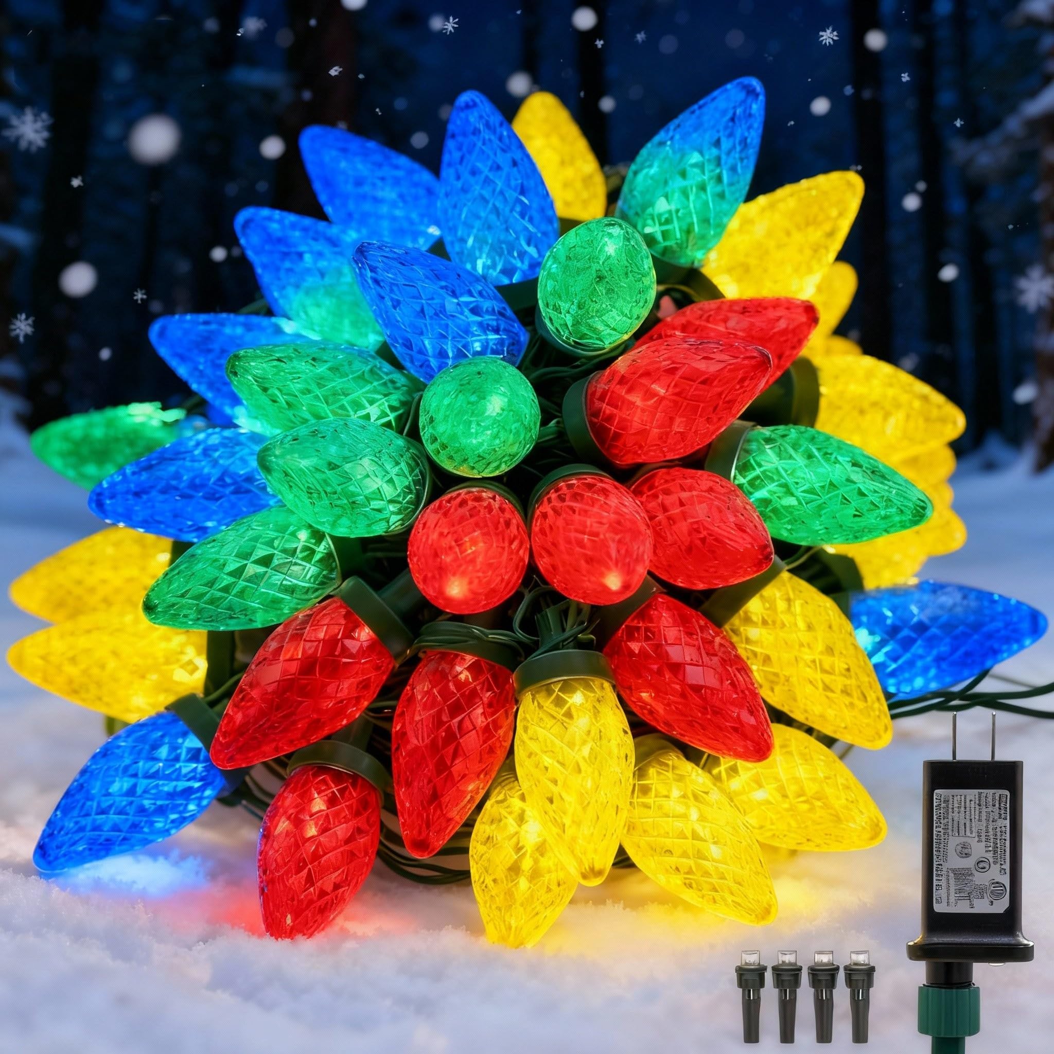 Ucutely C9 Led Christmas Lights Outdoor 33 Feet 50 Led 8 Lighting Modes Waterproof Connectable Christmas String Lights For Outside Roofline Patio Home Xmas Decorations (Multicolored)