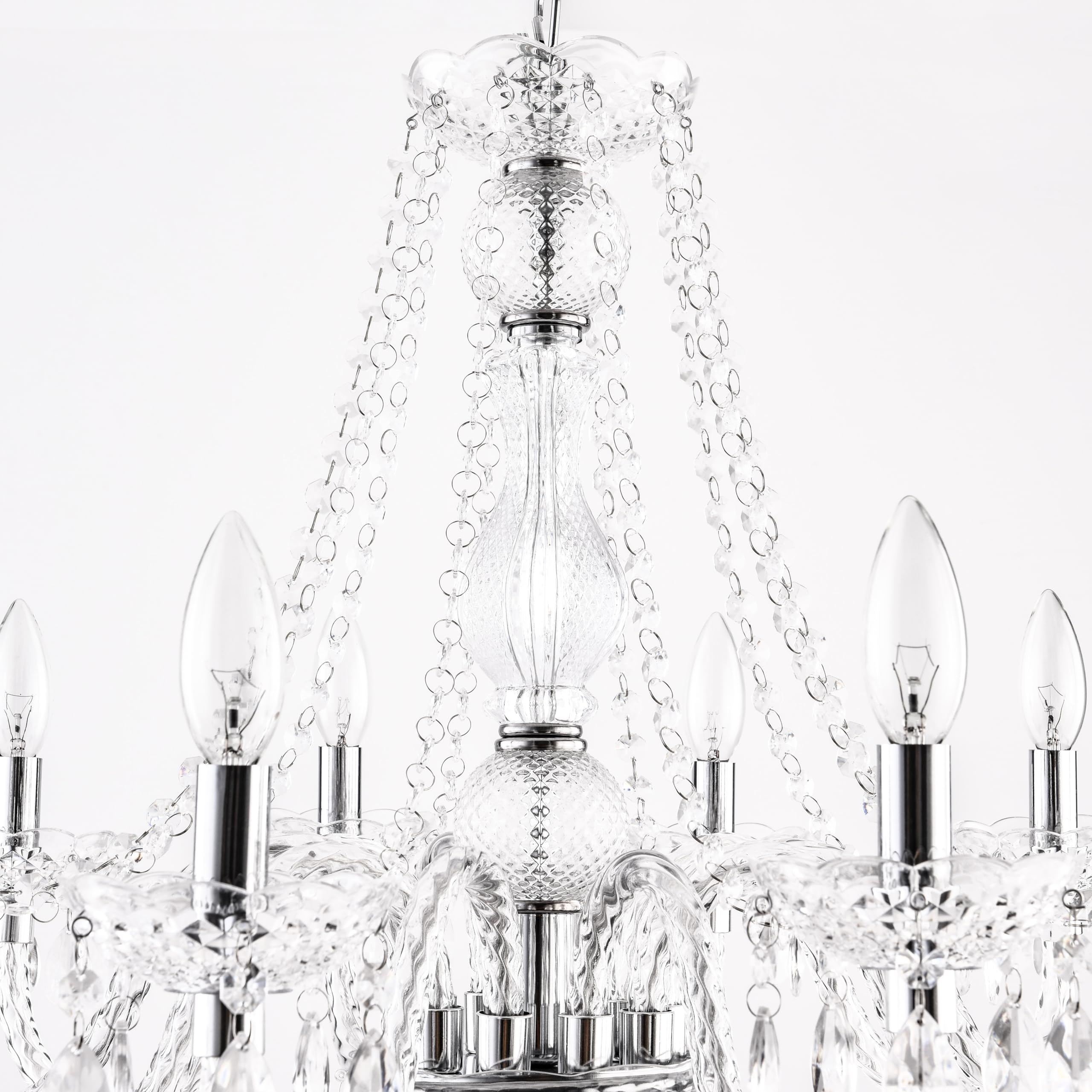 Papaya Plug In Crystal Chandeliers Clear Chandelier 25 * 27.5In 10-Light Modern Pendant Ceiling Lighting Fixture With Acrylic Cr