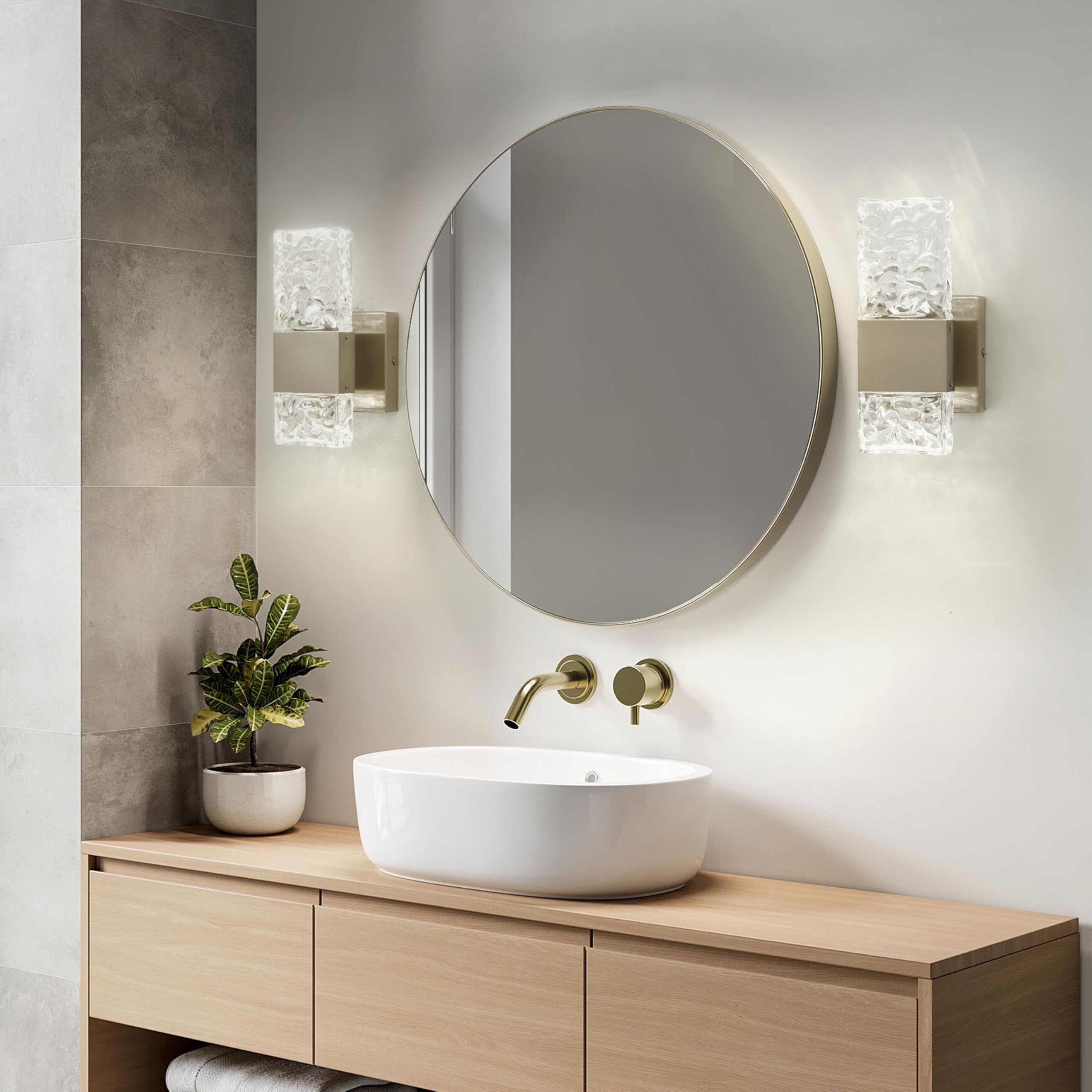 OYLYW LED Vanity Light Fixture, Brushed Nickel, 5800K, Stainless Steel, Model 1428, 1 Light for Bathroom Wall Sconce