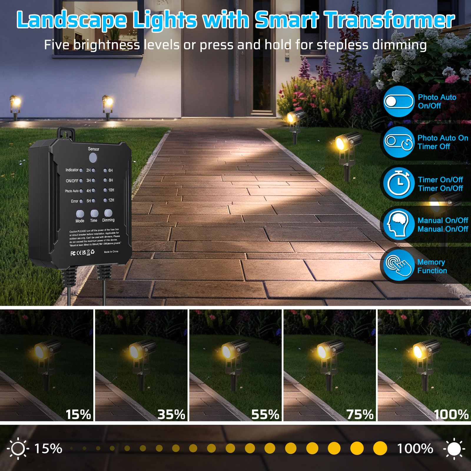 LightingWill All-in-One Landscape Lighting Kit, 8 Pack Dimmable LED Spotlights, Waterproof, 24V, Warm White