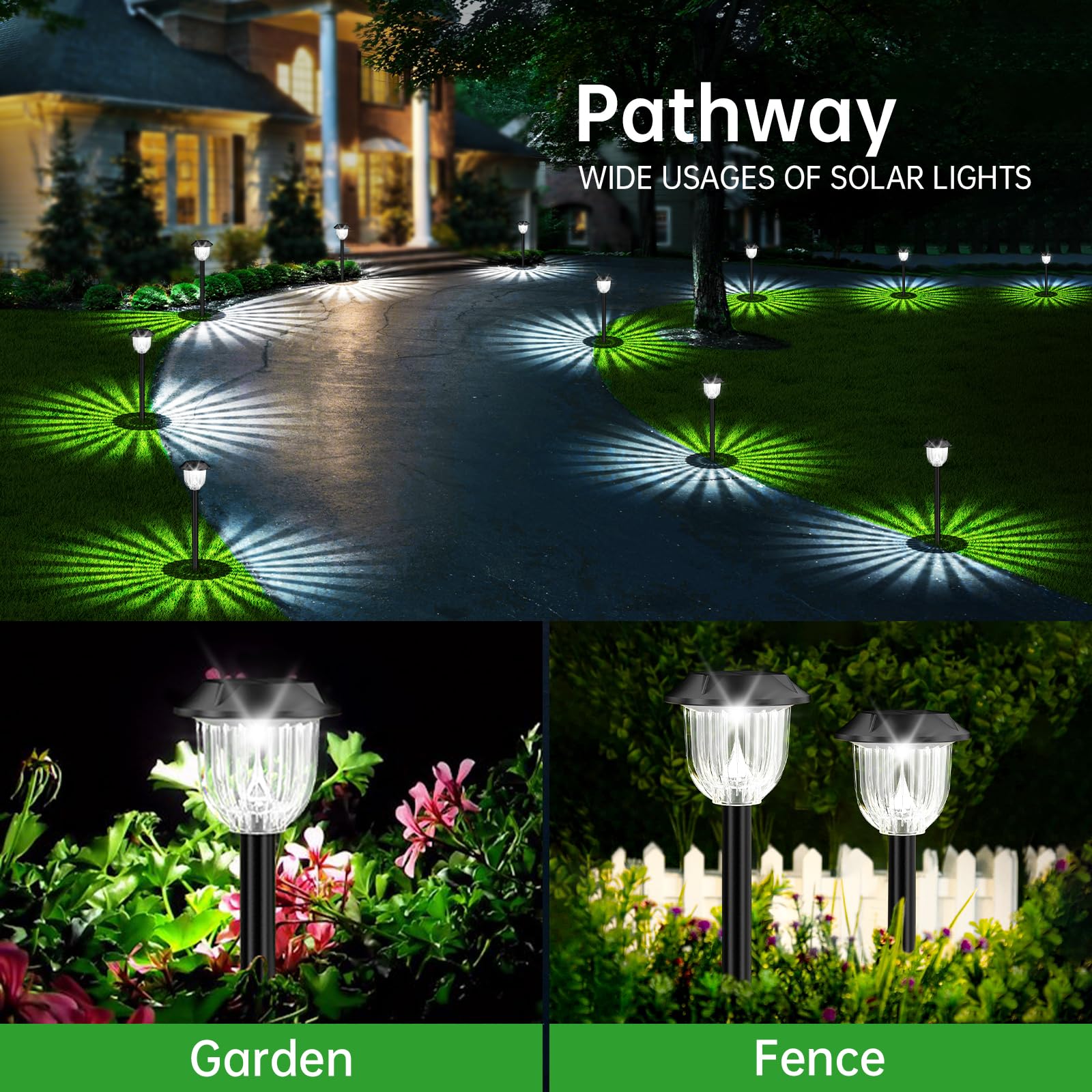 Aosea 2 Pack Solar Outdoor Lights, Solar Yard Lights Outdoor, Ip 65 Waterproof Solar Powered Driveway Lights, Auto On/Off Solar