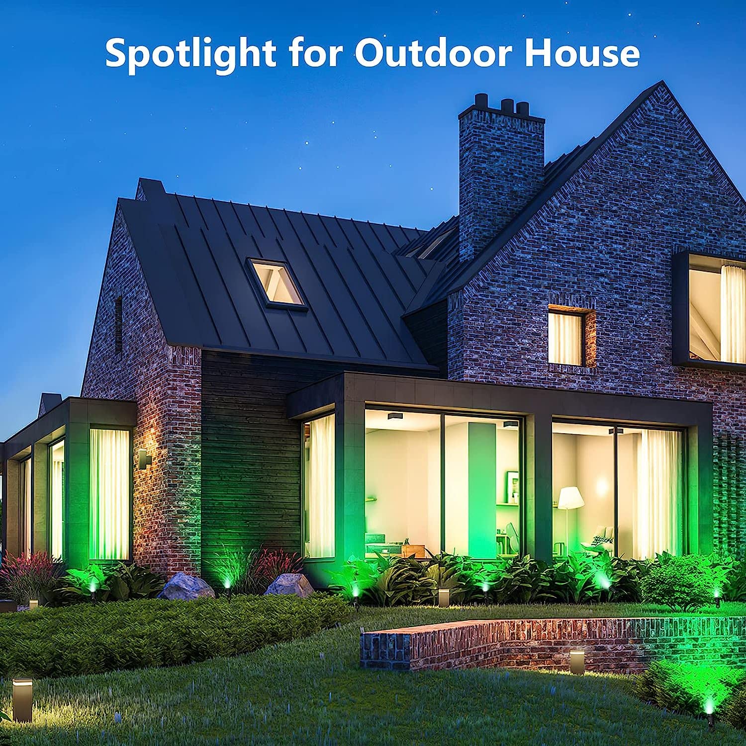 OurLeeme 3W LED Spot Lights - Waterproof Aluminum Lawn Flood Light, 2 Pack, Green