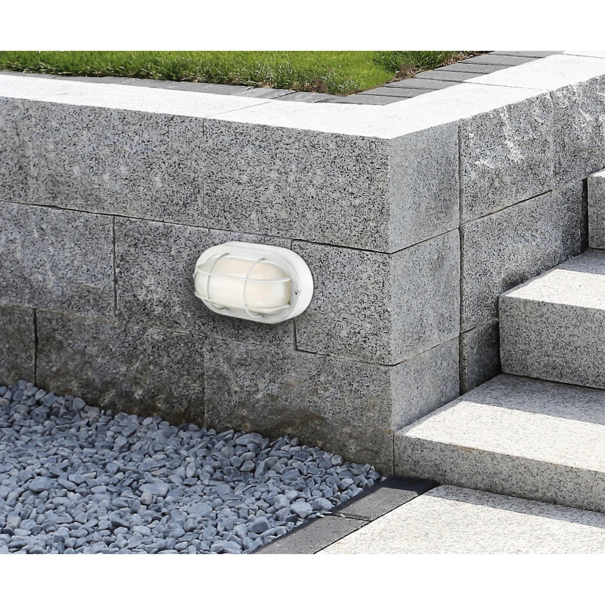 Westinghouse 6113600 Traditional One-Light Dimmable Led Outdoor Wall Light, Textured White Finish, White Glass