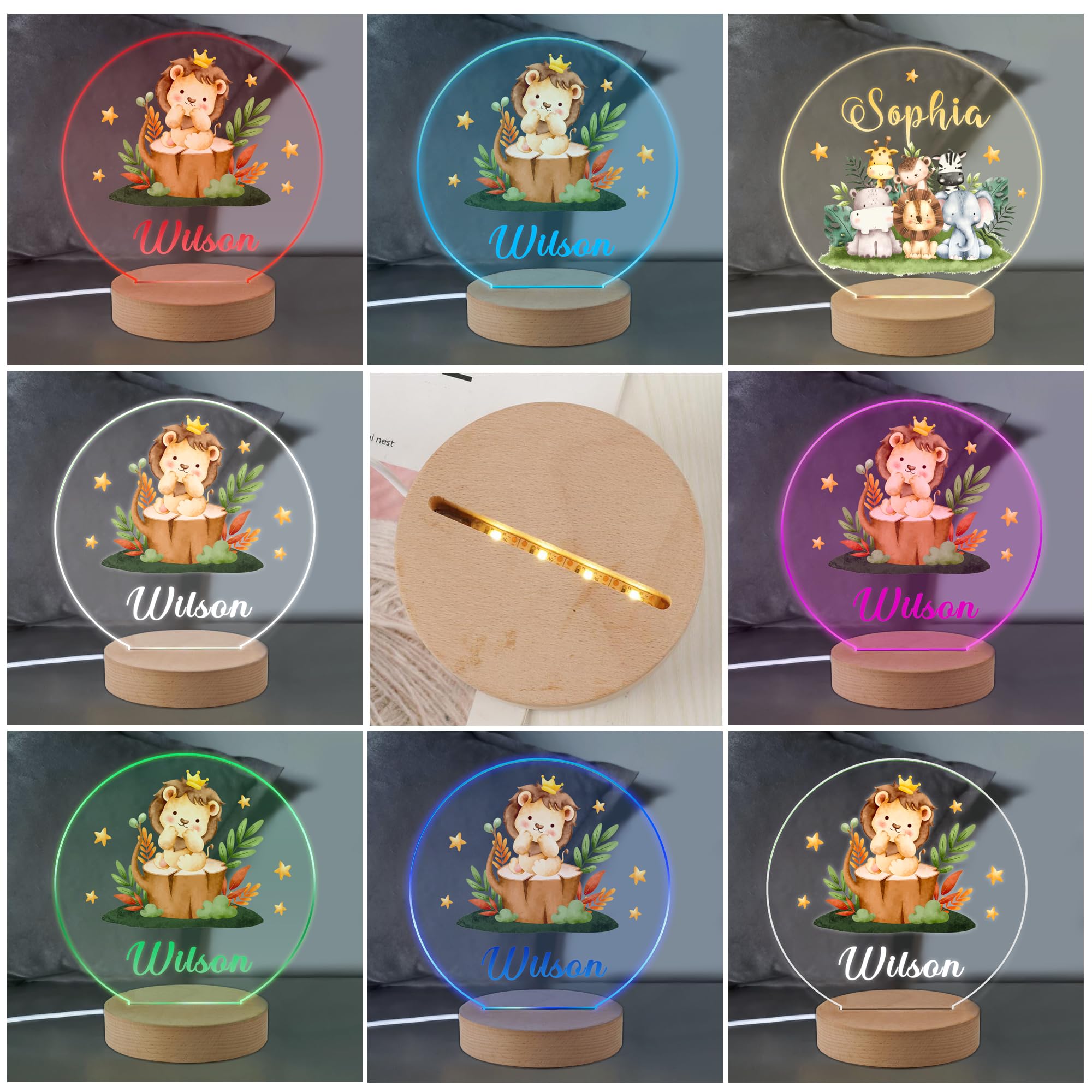 Edsg Personalized Baby Gifts For Girls Boys 7 Colors Night Light For Kids Nursery Decor For Bedroom Toddler Gifts Night Lamp Gif