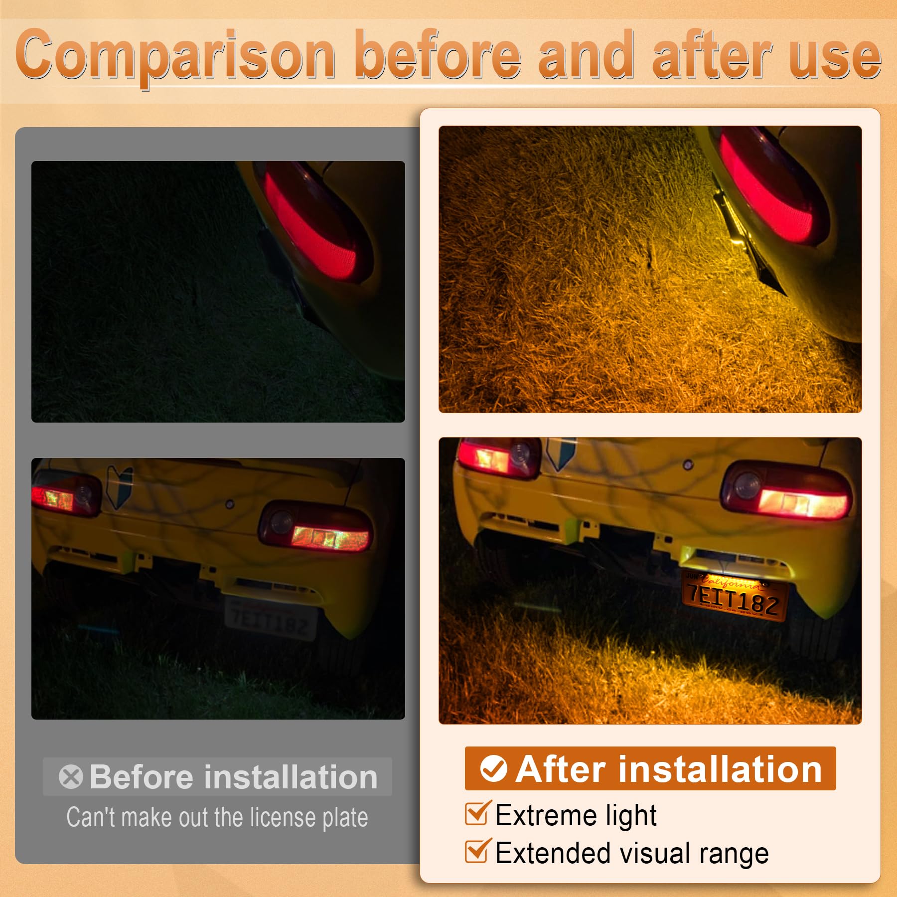 LivTee LED License Plate Light Assembly, Extremely Bright Amber Tag Lights for Truck, UTV, ATV, RV, Boat Accessories