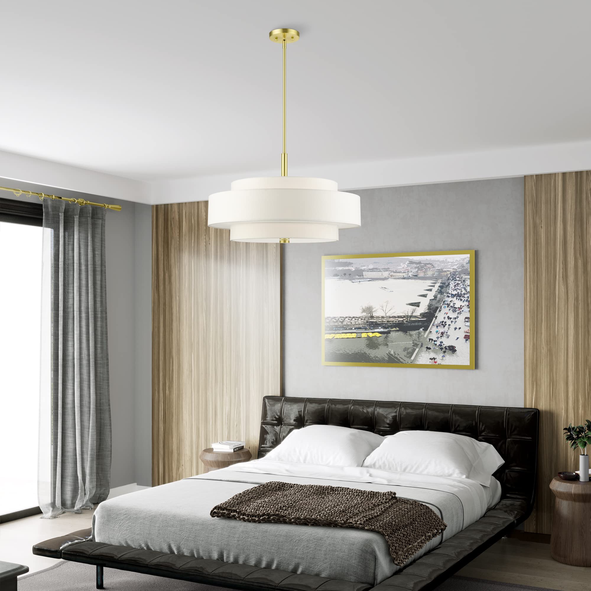 Livex Lighting 50875-12 Meridian 5 Light Chandelier, Satin Brass, 24 X 24 X 53