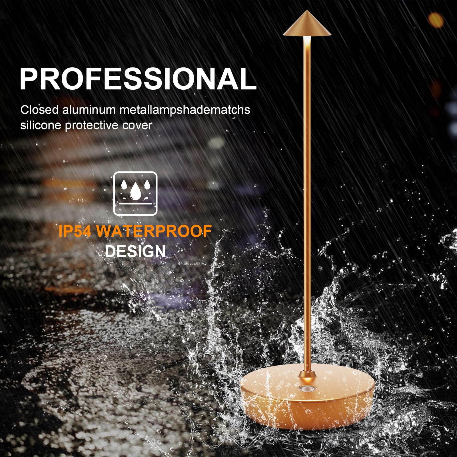 Yiben Rechargeable Cordless Table Lamp, Portable Powered Led Battery 6000Mah Metal Usb Desk Lamp, 3 Levels Brightness Light For