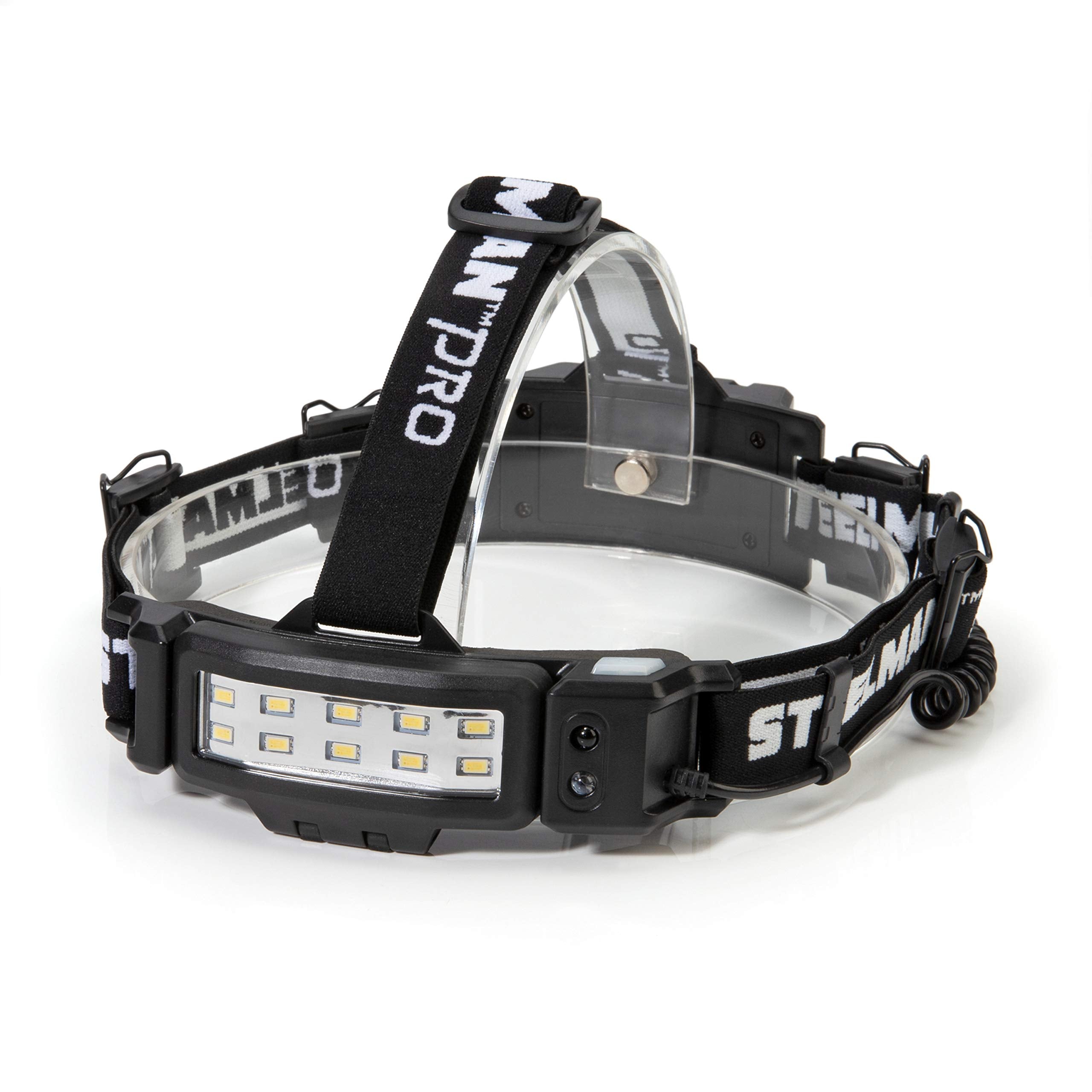 Steelman Slim Profile Rechargeable LED Headlamp, 250-Lumen, 3 Brightness Settings, Water-Resistant, Black, Model 78834