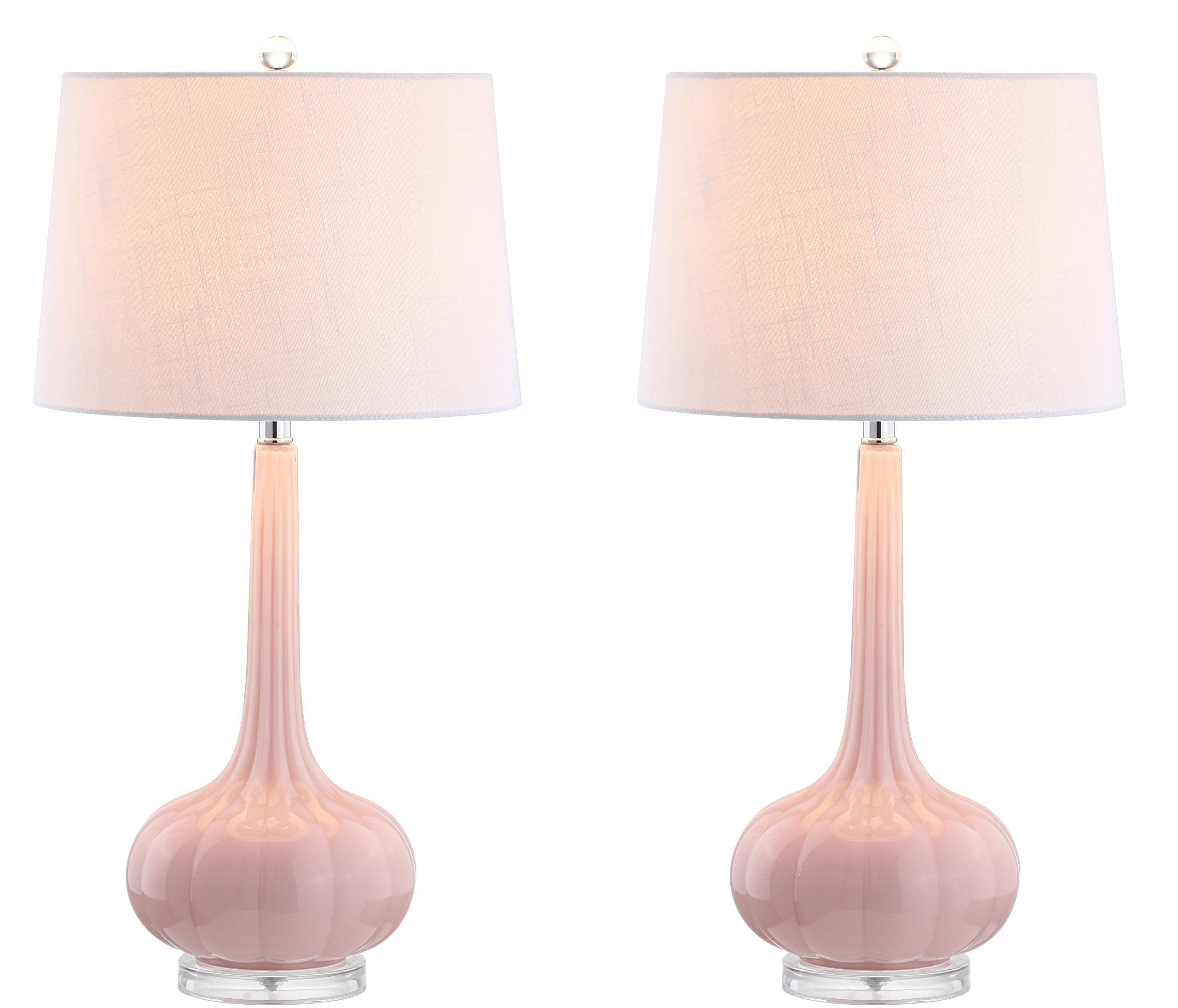 JONATHAN Y Set of 2 Glass Teardrop Table Lamps 28.5in Pink Model JYL1079A-SET2 for Bedroom, Living Room, Office