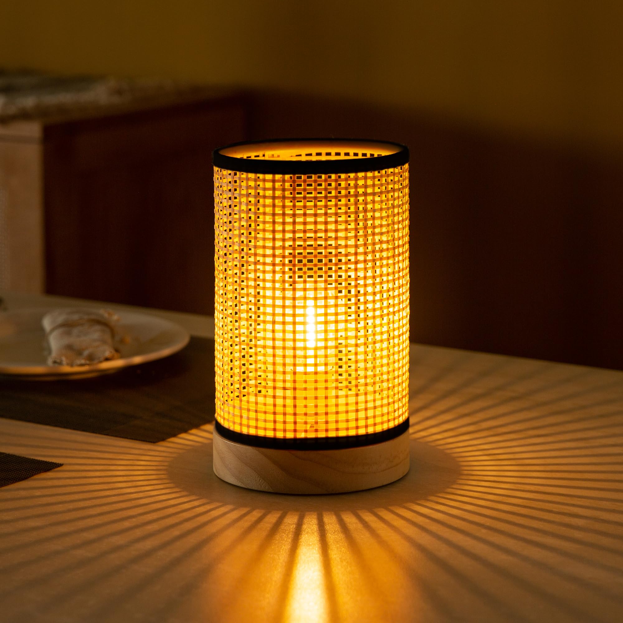 LUSHARBOR Battery Operated Lamp with Timer  Decorative Boho Bedside Table Lamp Small Cordless Accent Lamp for Kids Room Livingroom Entryway Decor-Black