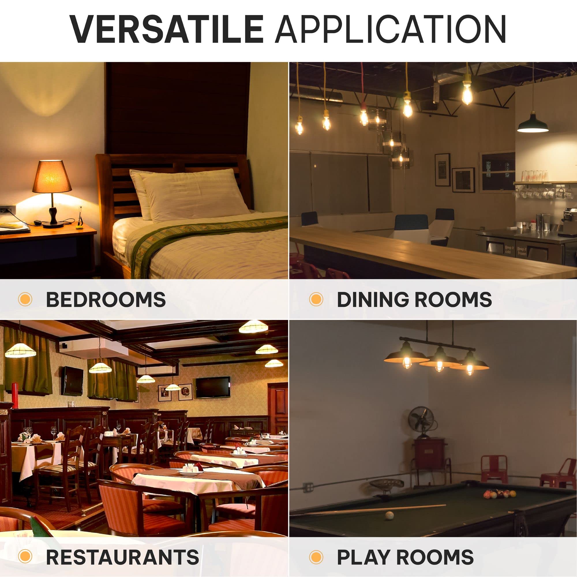 Hudson Bulb Co. 6W Vintage Edison Light Bulbs - 2700K Warm, Dimmable, E26/E