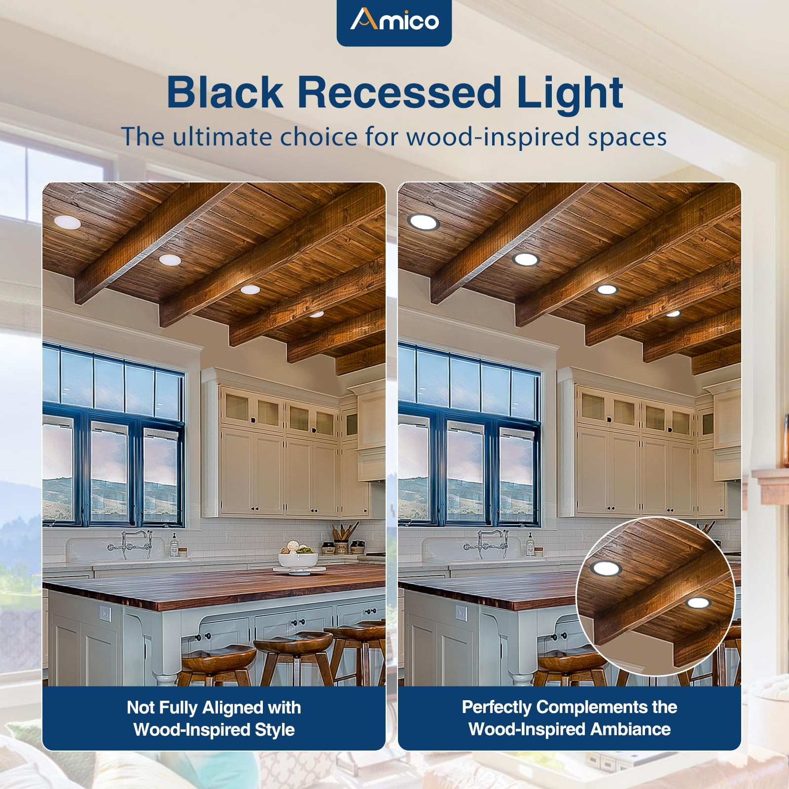 Amico 12 Pack 6 Inch 5Cct Ultra-Thin Led Recessed Ceiling Light With J-Box, 2700K/3000K/3500K/4000K/5000K Selectable, 12W Eqv 11