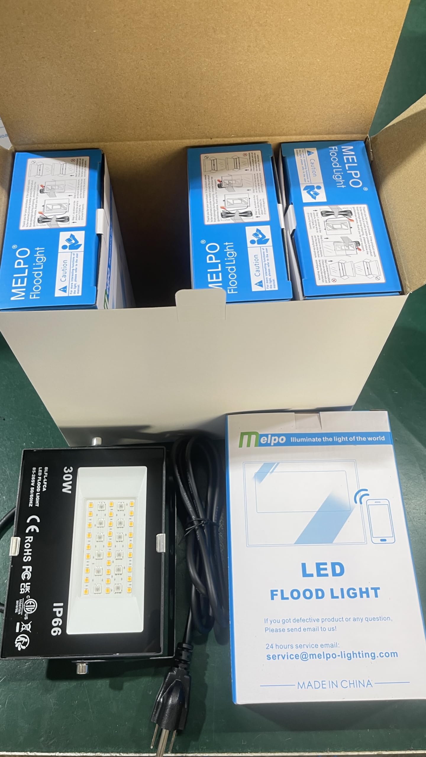 MELPO LED Flood Light 30W, 3000LM RGB Outdoor Landscape Lighting, APP Control, IP66, Warm White 2700K, Multicolor (4 Pack)