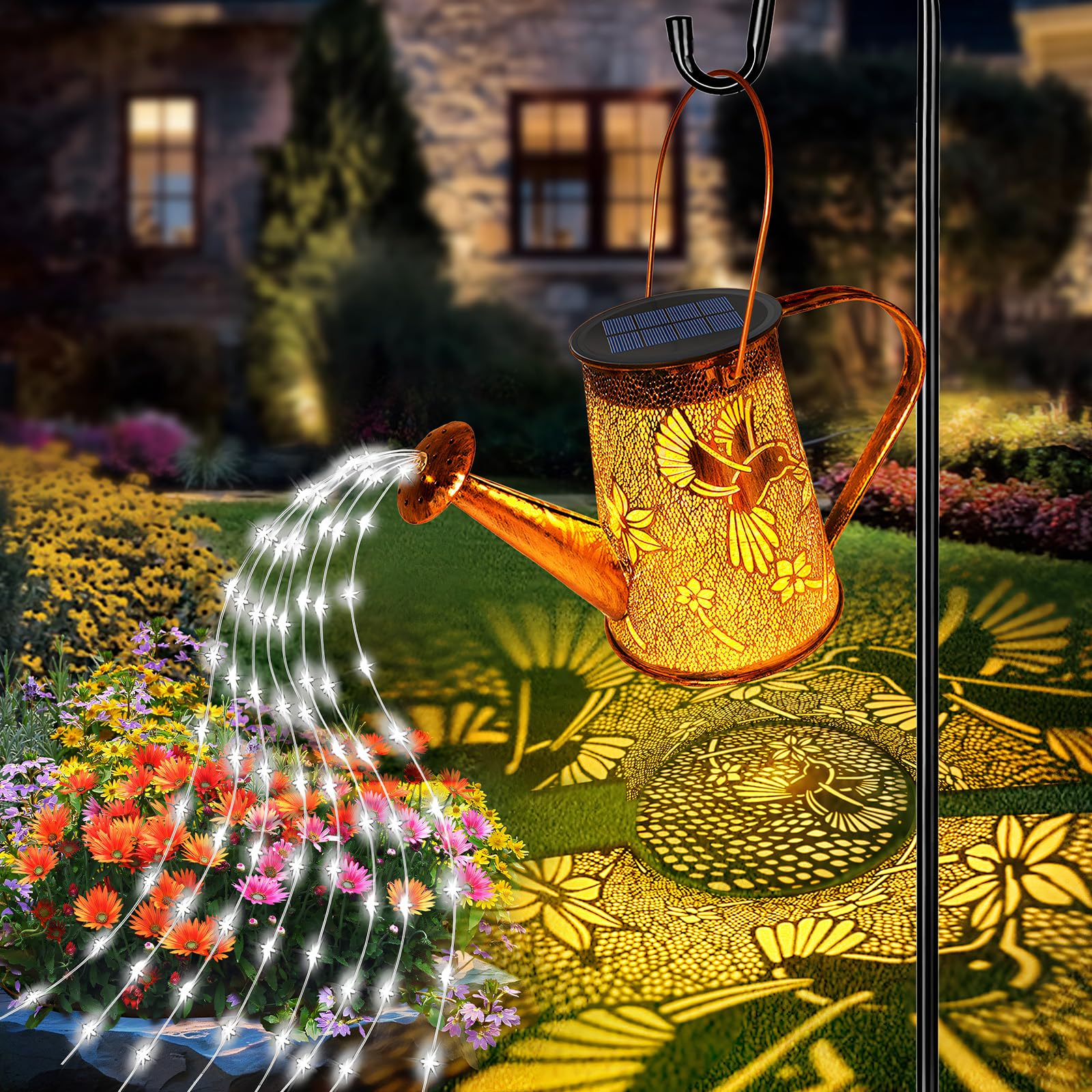 Solar Watering Can Lights, Hummingbird Christmas Gifts for Women Mom Grandma Birthday, Waterproof Outdoor Garden Decor Large Han
