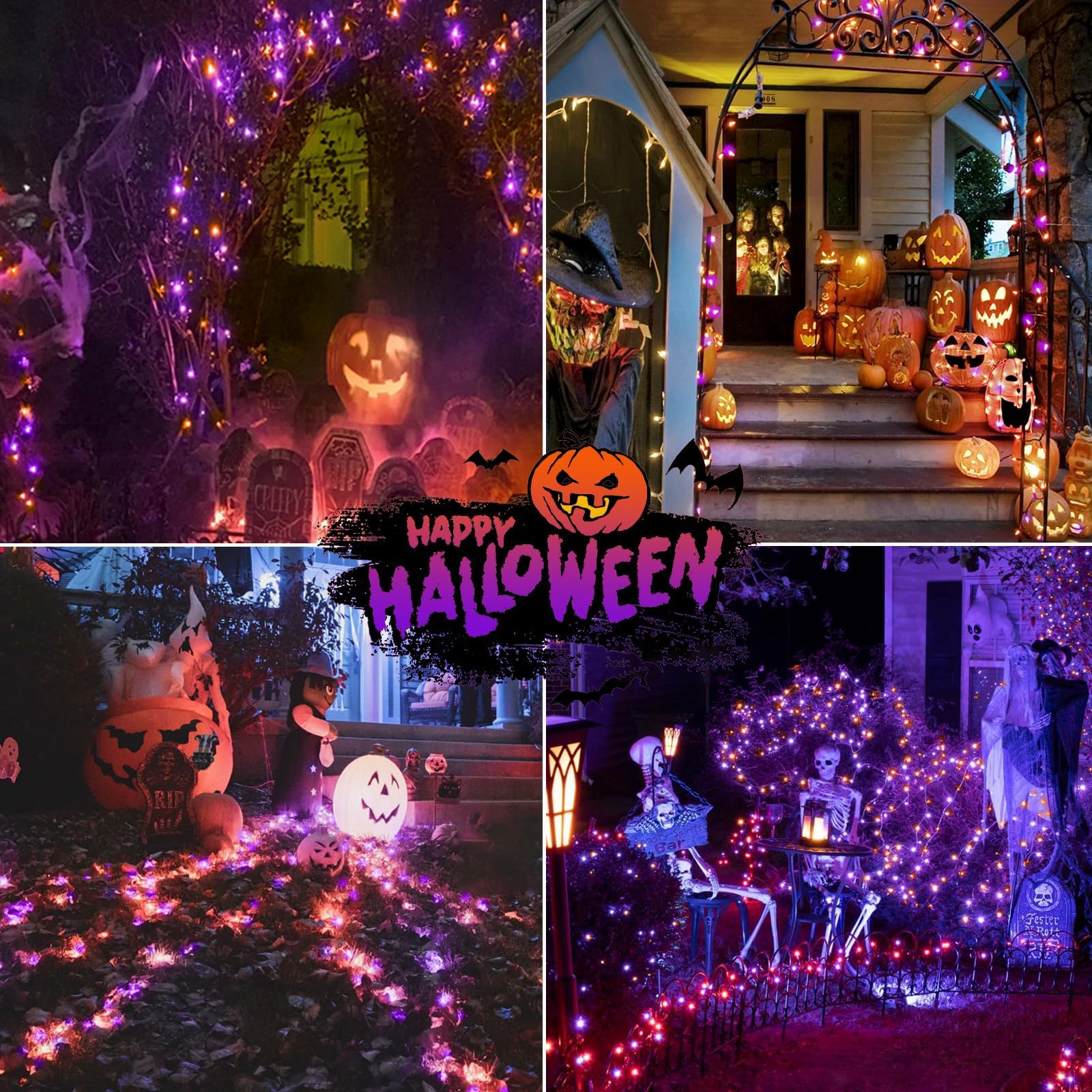 SANJICHA 66FT 200 LED Halloween Lights, Color Changing Orange to Purple, 9 Lighting Modes, Timer, Model MLS-D-02900207-SW