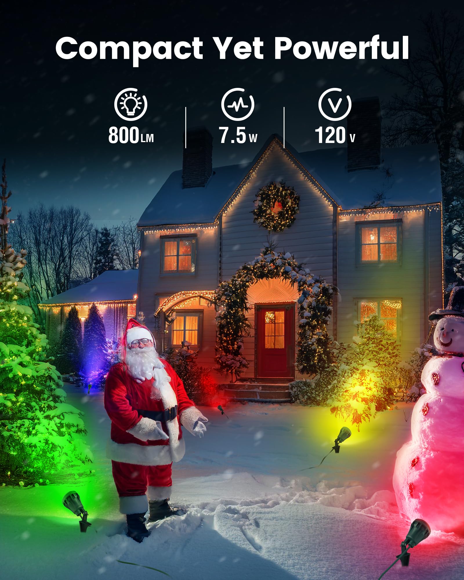 Suraielec Outdoor Spot Lights, 800 Lm Waterproof Led Stake Spotlight With 4 Color Lenses (Red, Green, Blue, Yellow), 4000K Lands