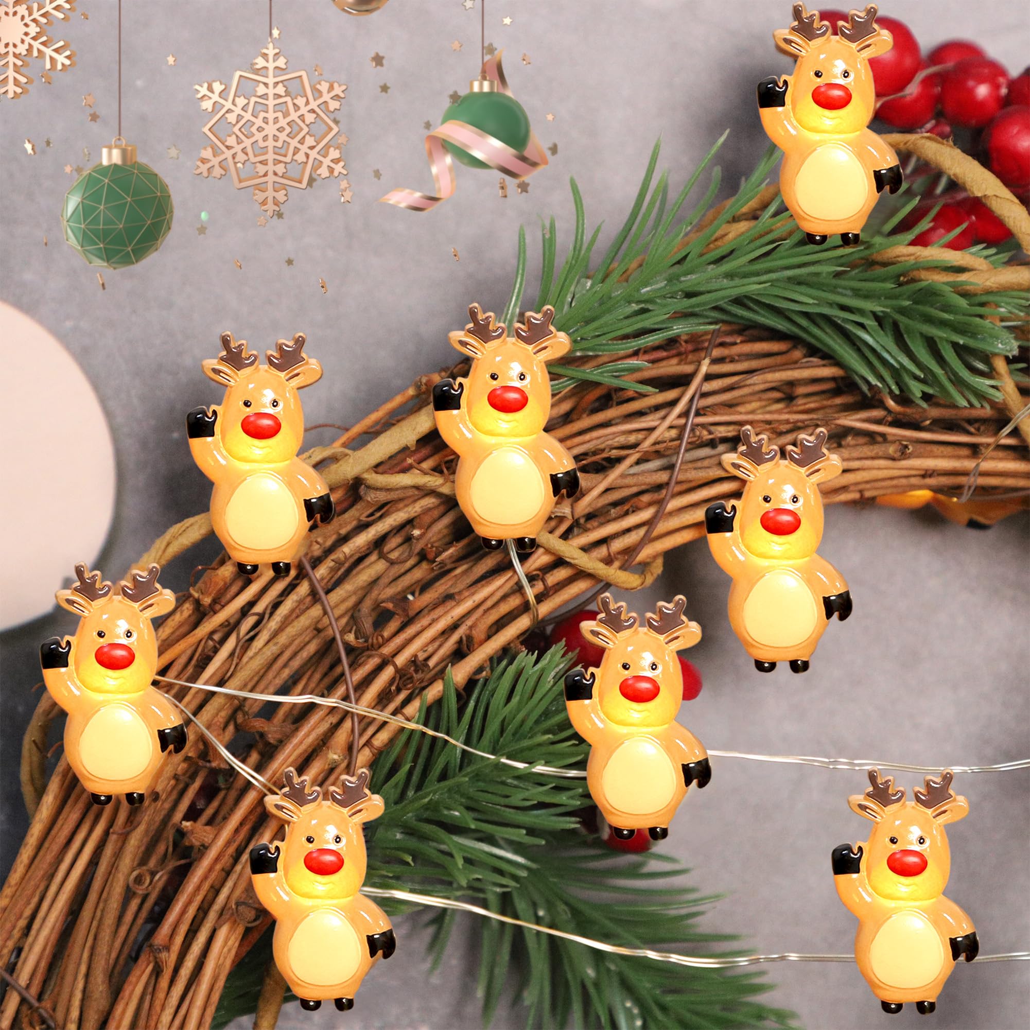 Silverstro Snowman Christmas String Lights for Bedroom 10 Ft 30 LED USB & Battery Powered Fairy Lights with Remote - Kid's Room