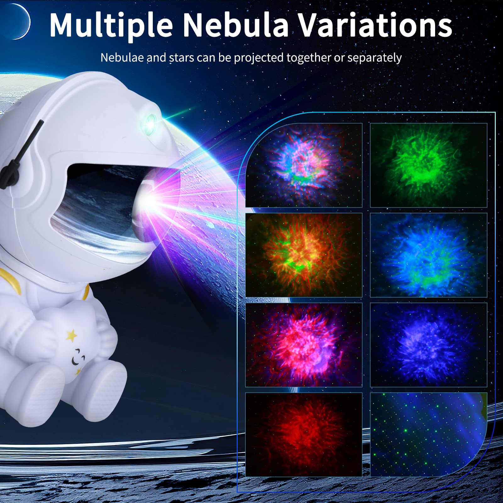 Muaosky Galaxy Projector Multiple Nebula Modes, Star Projector Galaxy Light With Remote Control, Galaxy Light Projector For Bedroom, Astronaut Projector For Kids, Ceiling, Room Decor, Party, White