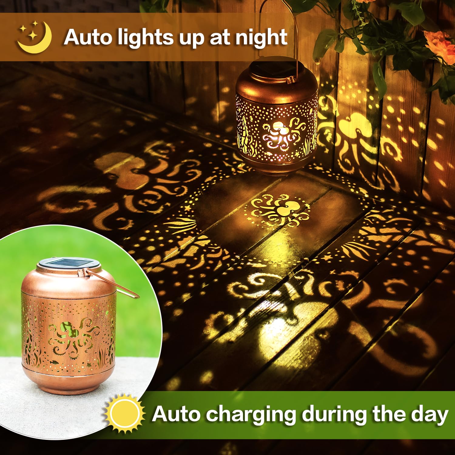 Octopus Solar Lanterns Outdoor Waterproof,Hanging Solar Lights Octopus Gifts For Women Men Metal Led Decorative Light For Yard,P