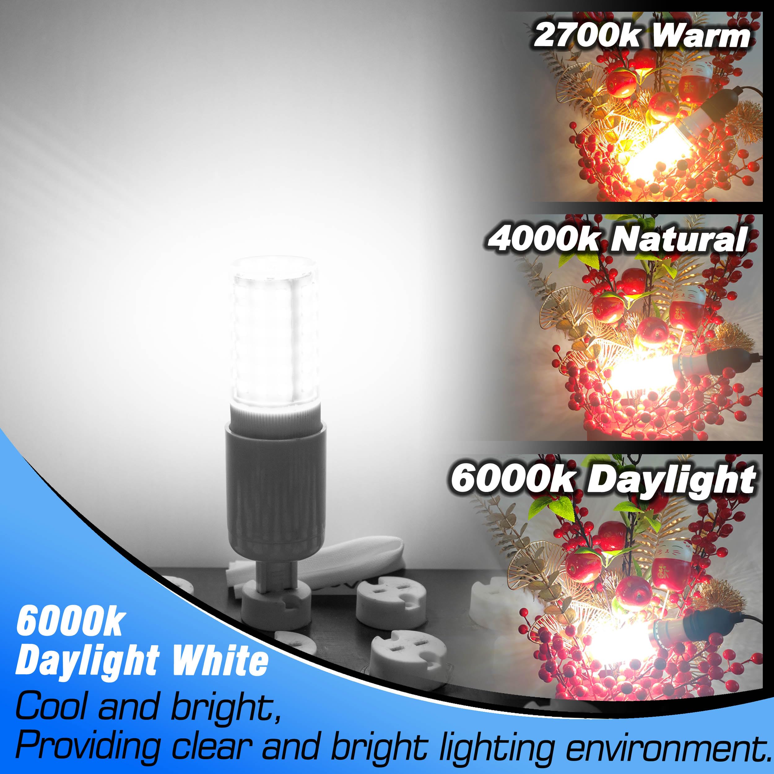 E26 Led Candelabra Light Bulb 10W Equivalent 100W 6000K Daylight White 1200Lm E26 Edison Base Led Corn Bulbs For Refrigerator Ch