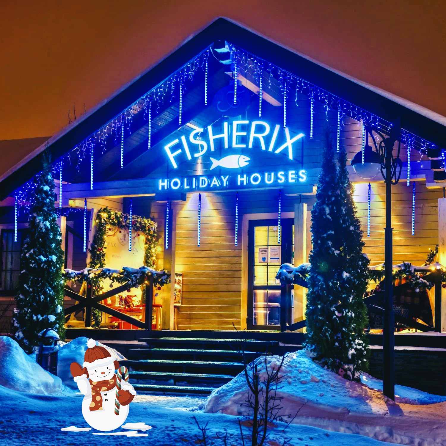 Jmexsuss 2 Pack Solar Meteor Shower Lights Outdoor Christmas Lights, Blue Meteor Falling Rain Lights Cascading String Lights Waterproof For Tree Garden Party Christmas Decor, Total 16 Tubes 288 Led