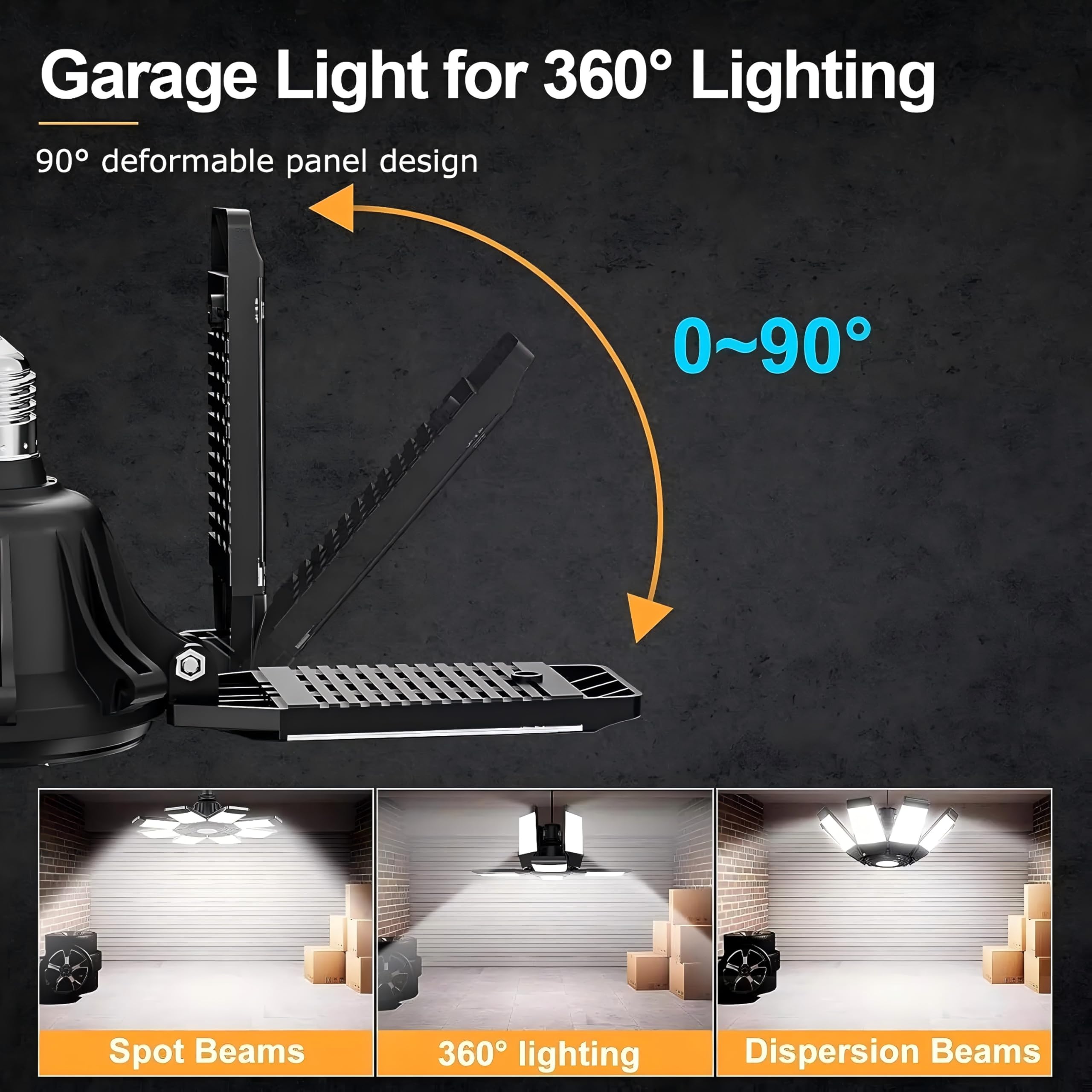 ANYPOWK LED Garage Light - 20000 Lumen, 200W, 4-Pack, Daylight, Eight Leaf Design