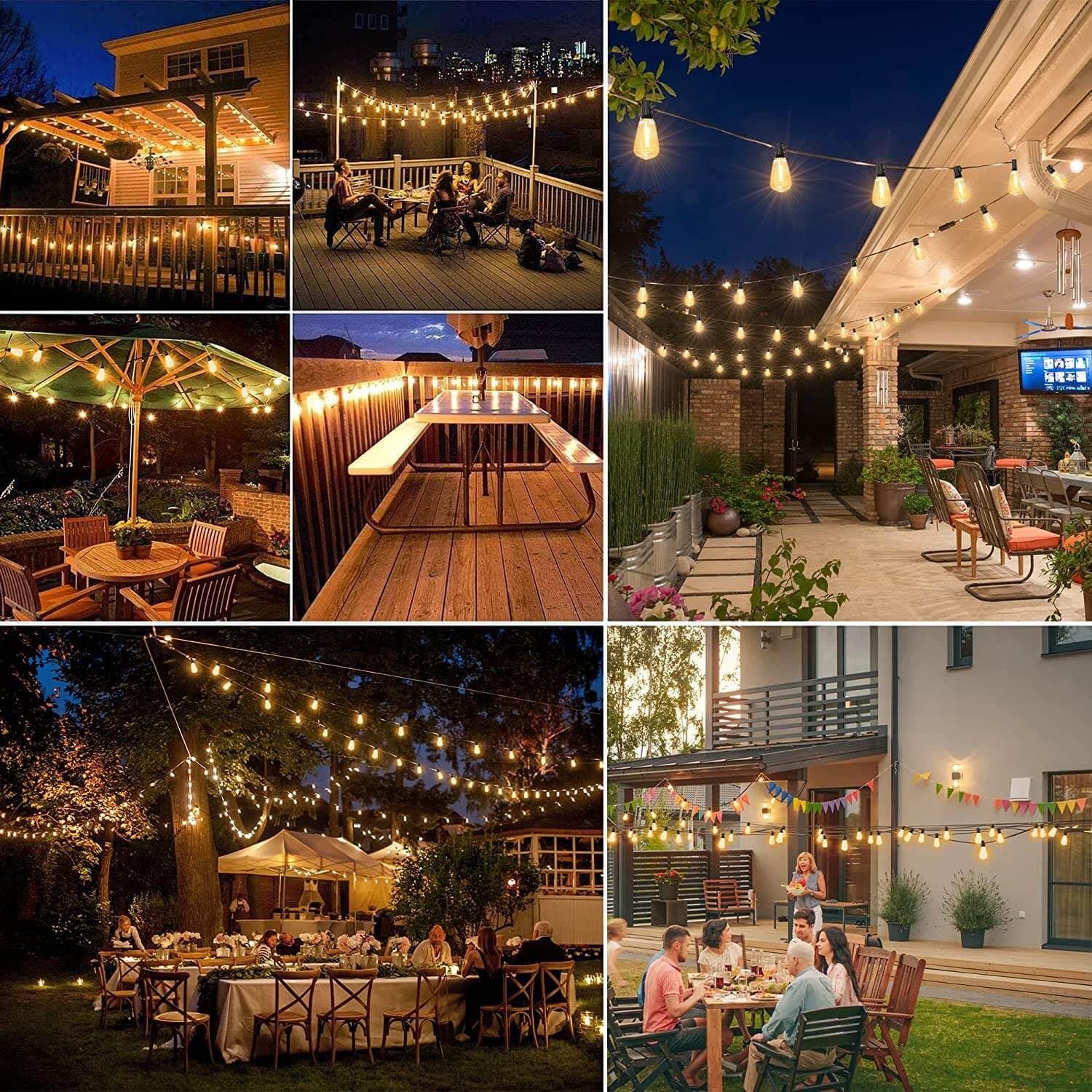 200Ft Outdoor Edison String Lights For Outside Led Waterproof 2200K Patio Lights With 104 St38 Shatterproof Plastic Bulbs Soft W