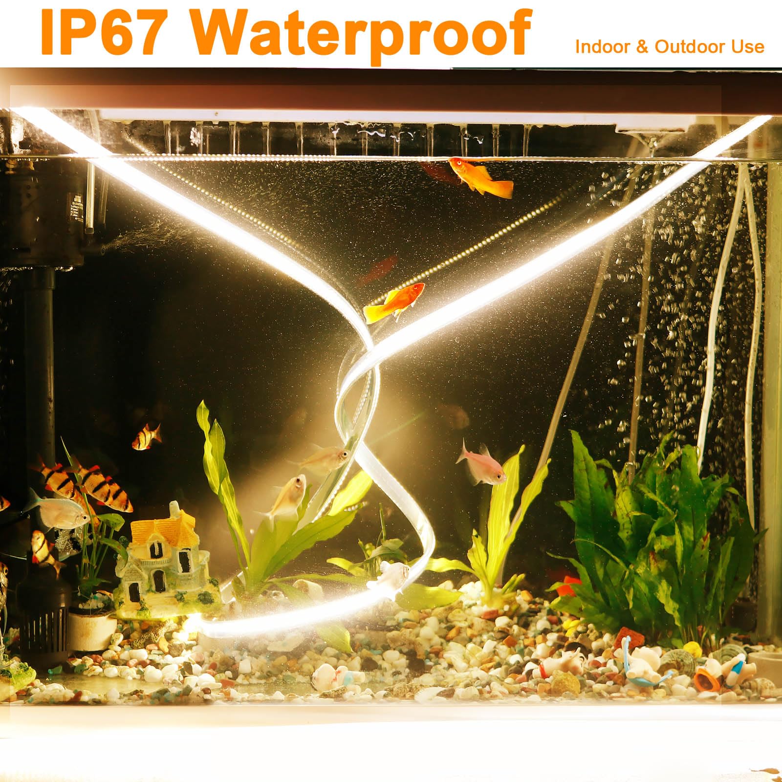 JOYLIT 24V LED Strip Lights, 16.4FT, IP67, 3000K Warm White, SMD 2835, 120W, Dimmable, High