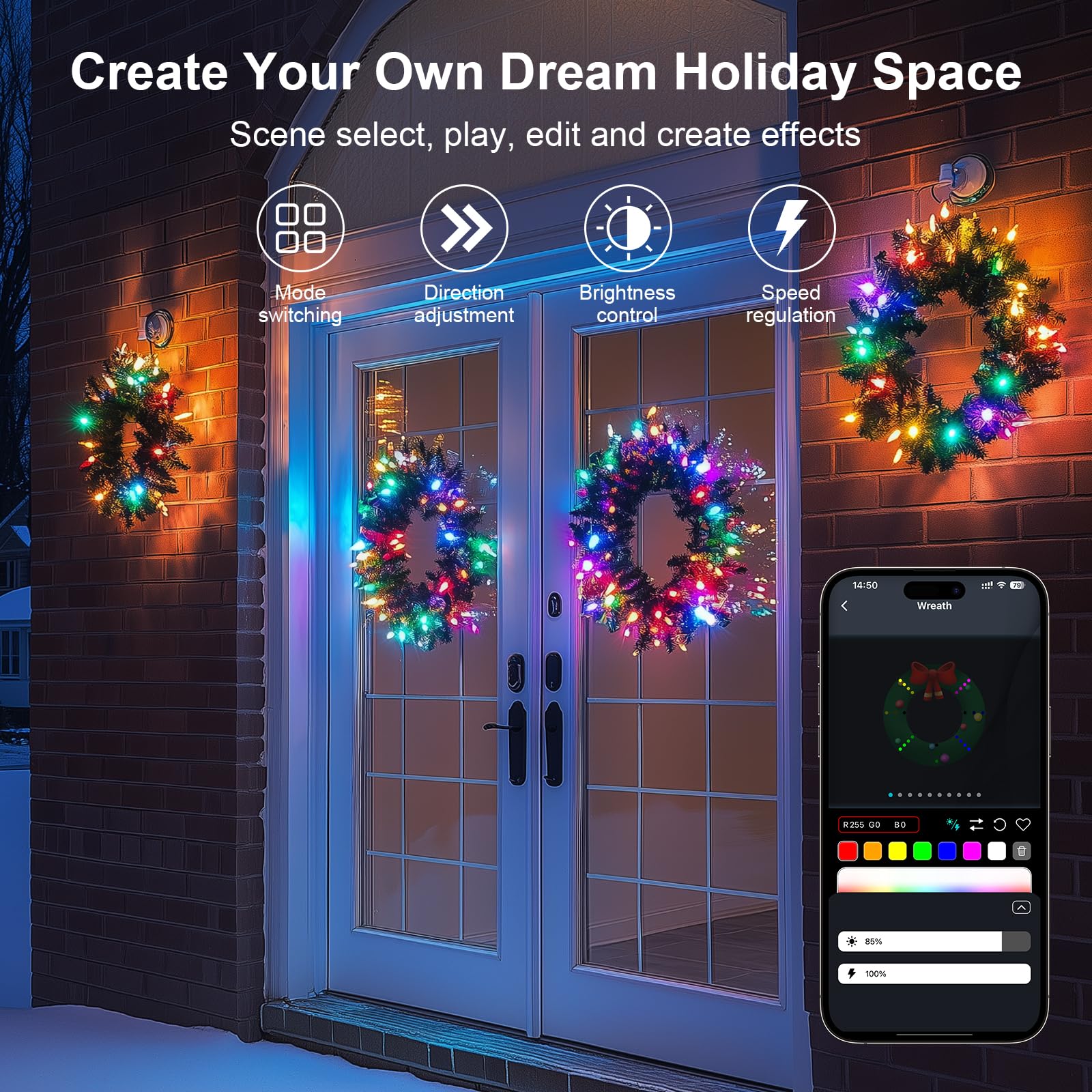 Super Rgb Color Changing Globe String Lights, 66Ft Smart Fairy String Lights With App Control, Mini Ball Led Twinkle Lights Hanging For Indoor Outdoor Bedroom Party Halloween Christmas Decor