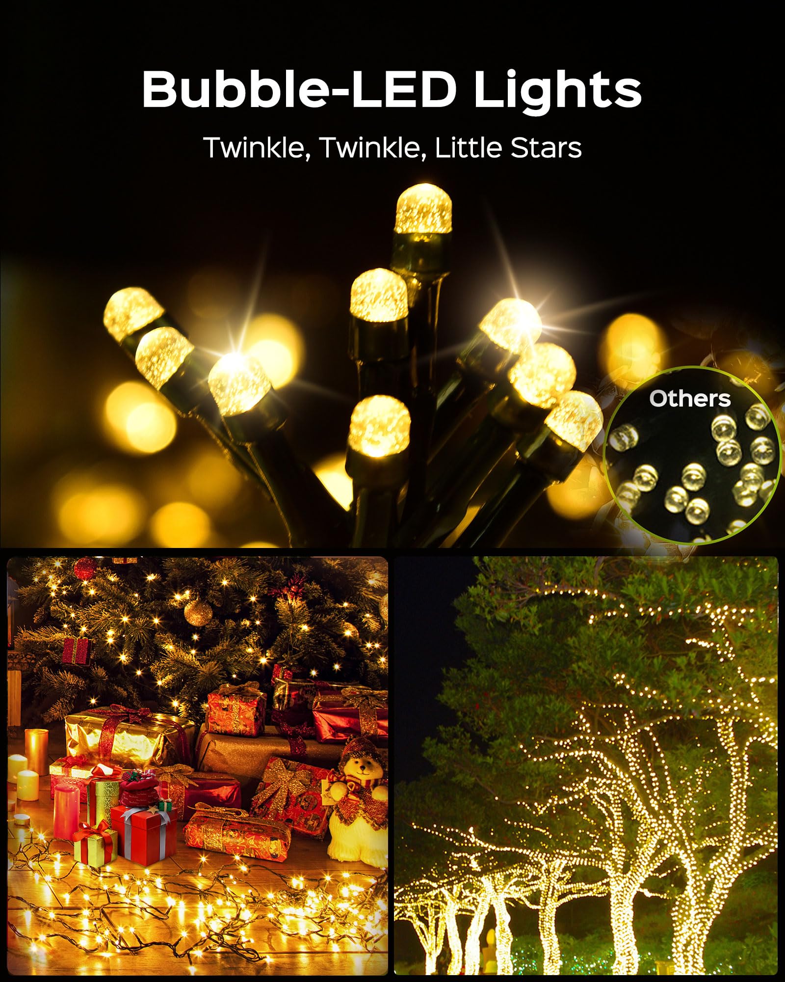 Super Long 500 Led 178Ft Christmas Lights, Bright Bubble Led Christmas Tree Lights W/ 8 Modes & Memory, 2024 Upgraded Twinkle Le