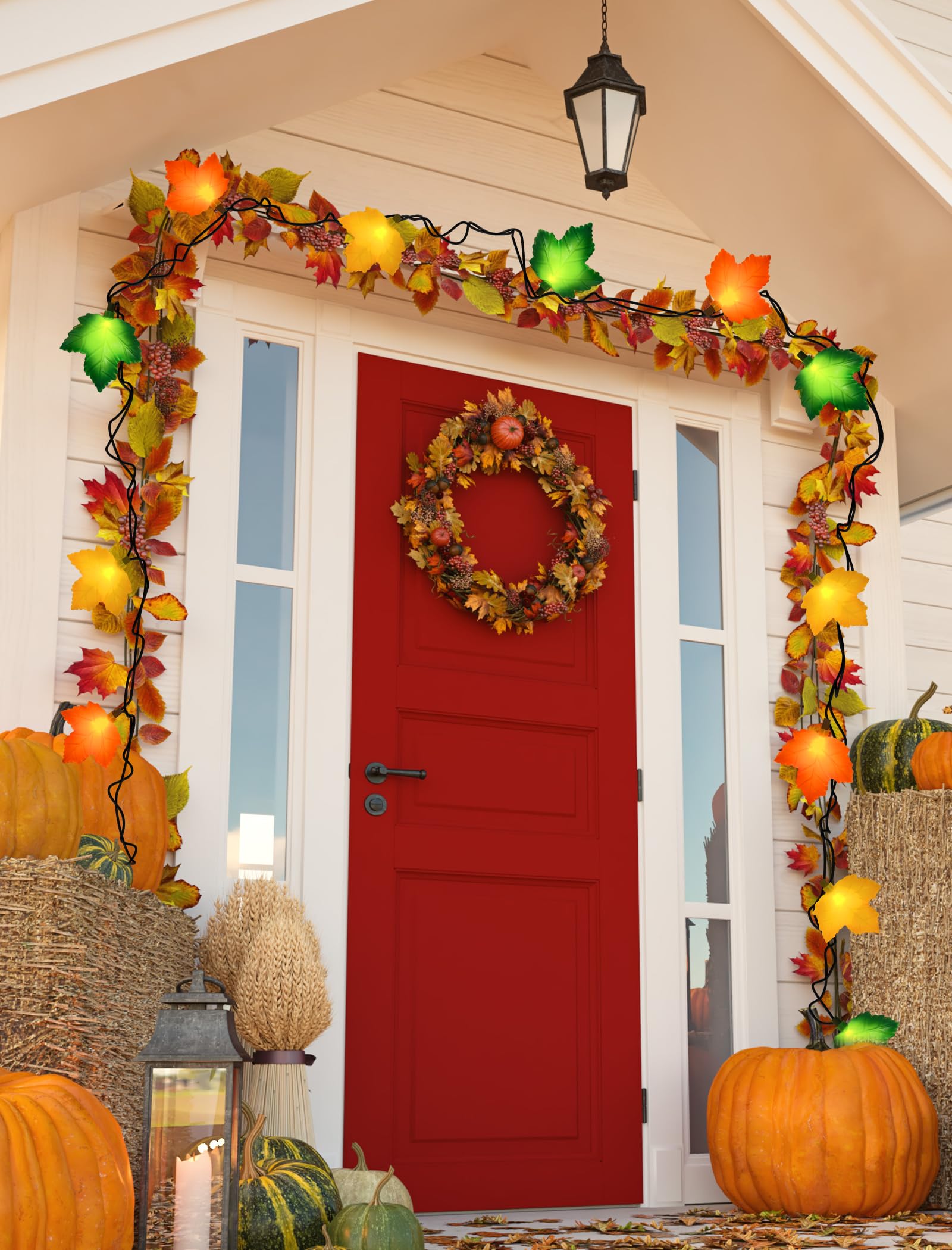 Fall Decorations Thanksgiving For Home  8Ft Halloween Decor Indoor Lights With 10 Led Maple Leaf  Connectable Novely Fairy String Lights Autumn Harvest Table Indoor Outdoor Decor Halloween Party Gifts