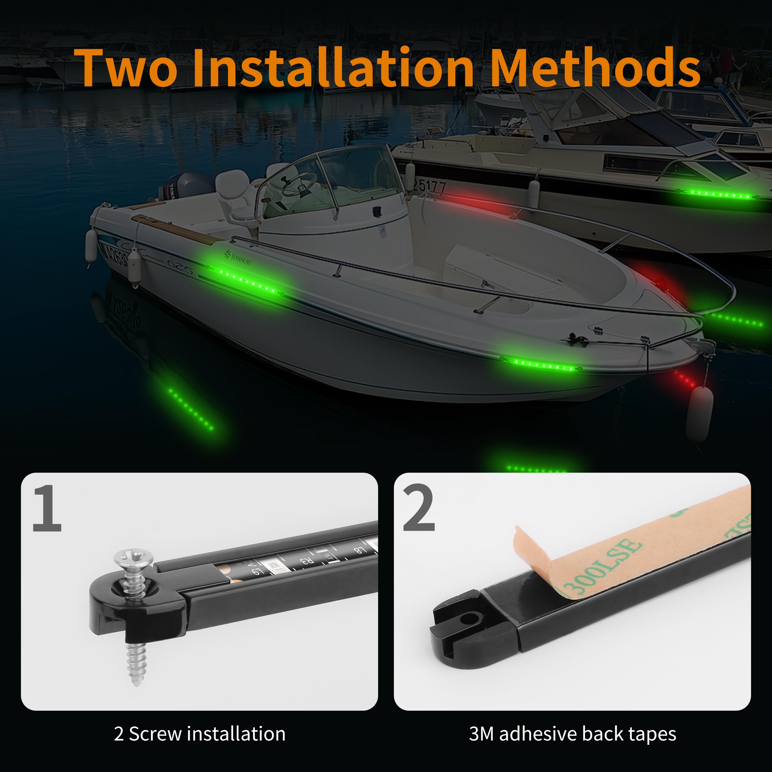 RVZONE Boat Navigation Lights, Red and Green LED Bow Lights, 7.8 inch, Model RBN2PK01, Marine Lighting for Yacht, Kayak, Pontoon
