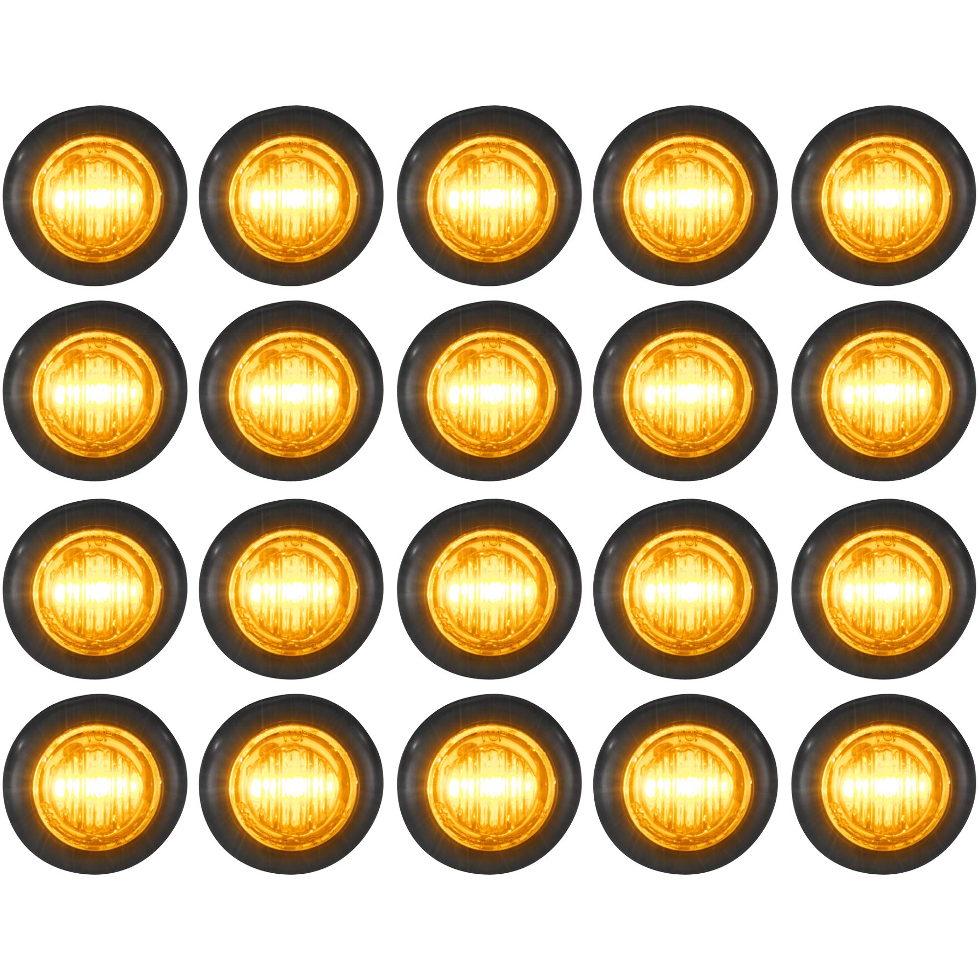 LONG HAUL Amber LED Clearance Marker project piece Lights, Black Trim, 5 3/4in, 20 Pack, Acrylonitrile Butadiene Styrene