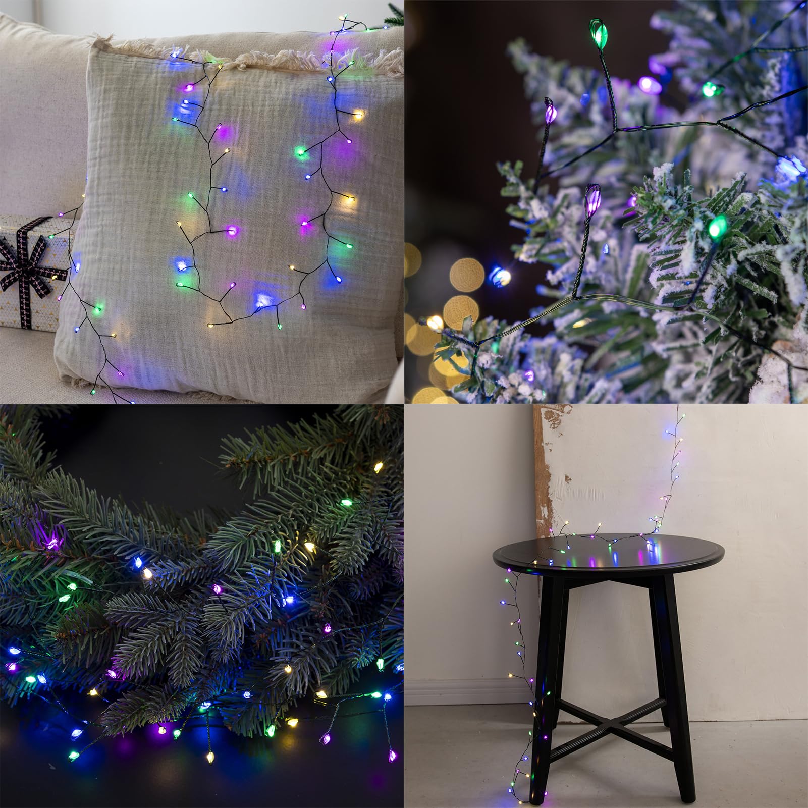 Zeluxdot Fire er Fairy Lights 50Ft 500Leds Waterproof Twinkle Lights Plug In Green Wire Led Light With Remote 8 Modes For Indoor Outdoor Christmas Wedding Birthday Patio Garden Decor Multicolor