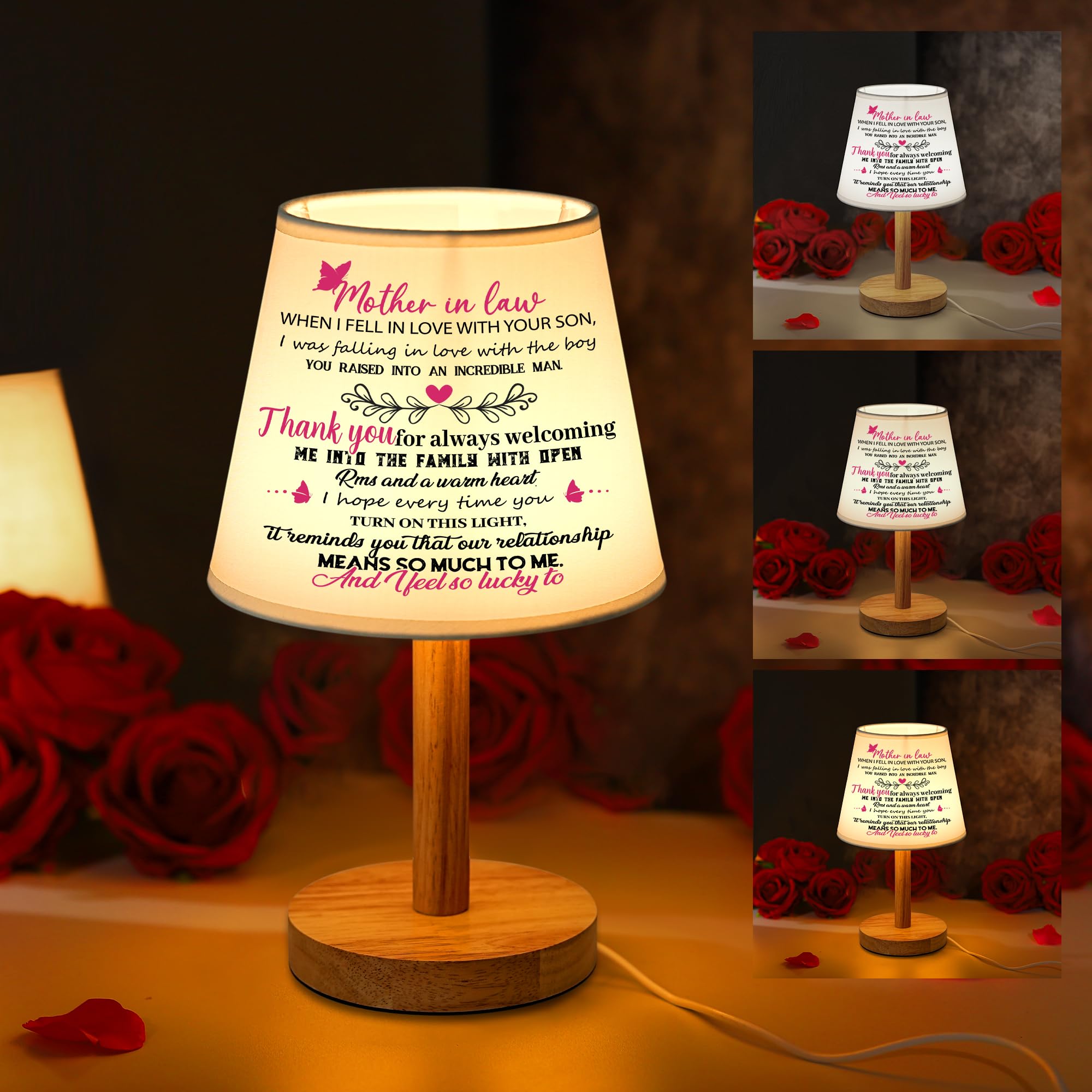Mother-in-Law Gifts from Daughter-in-Law, Printed Table Lamp with 3 Color Modes Lamp for Mother-in-Law Birthday Mothers Day Chri