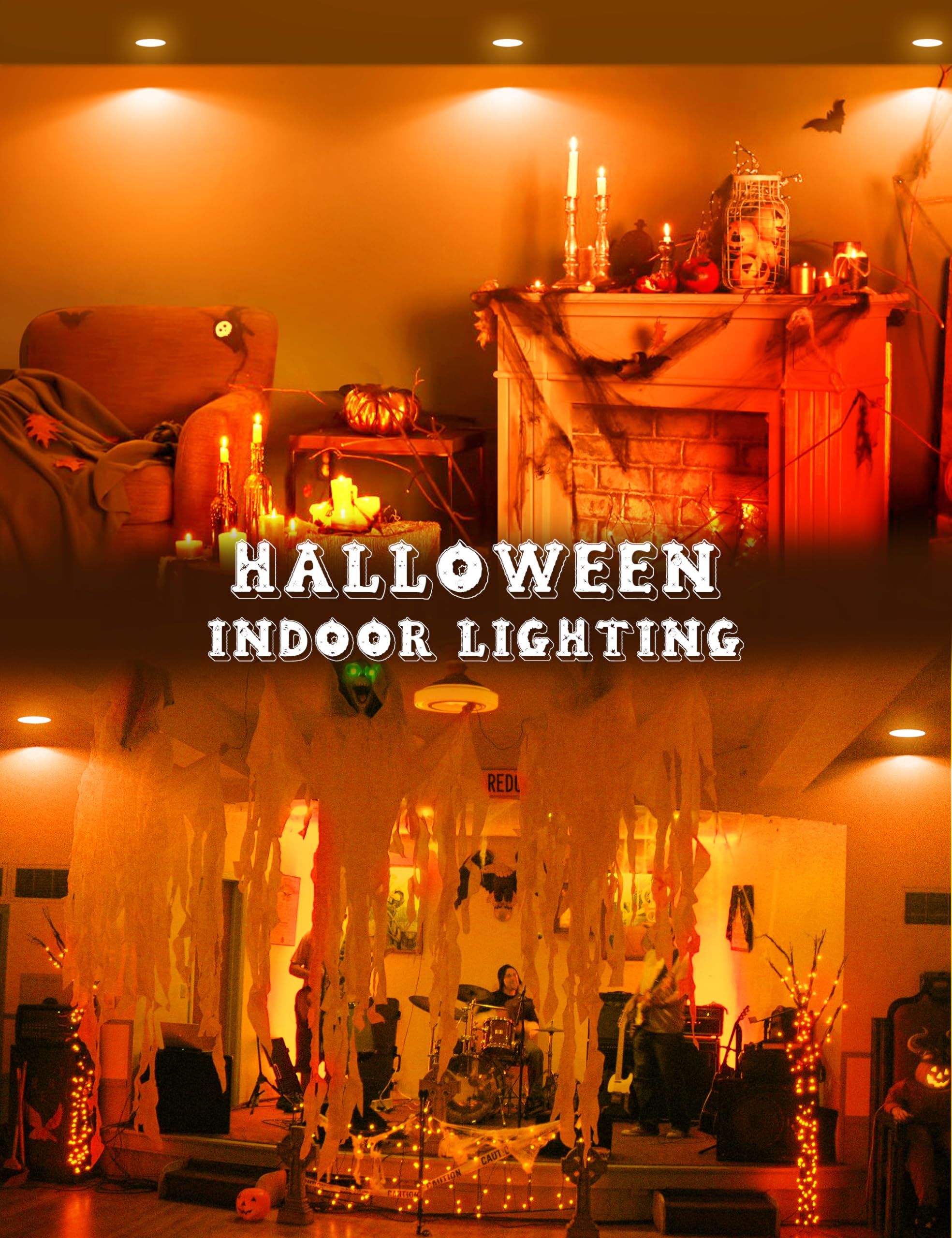 JandCase BR30 Halloween Light Bulbs, 11W (65W Equivalent), E26 Base, Orange, 2 Pack
