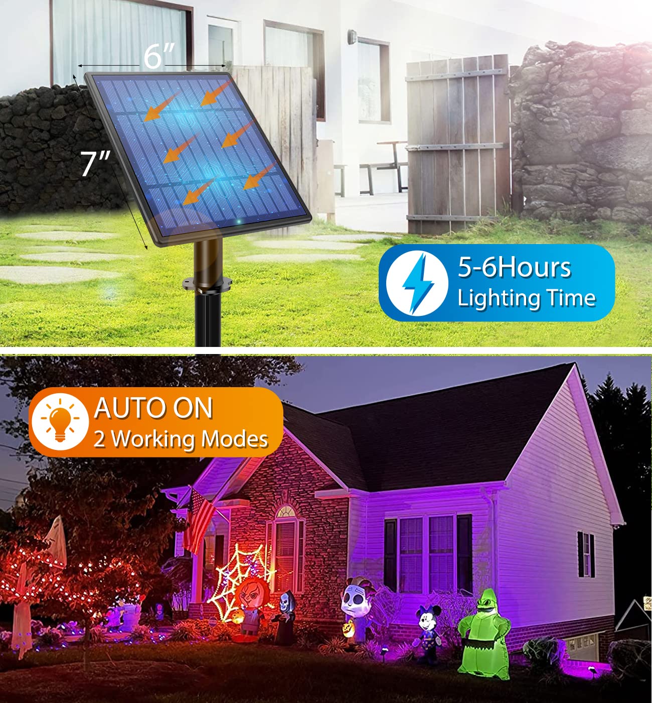 Aponuo Christmas Solar Spot Lights Outdoor Color Changing,2 Colors Modes Metal Solar Landscape Lighting Rgb Spotlights Waterproo