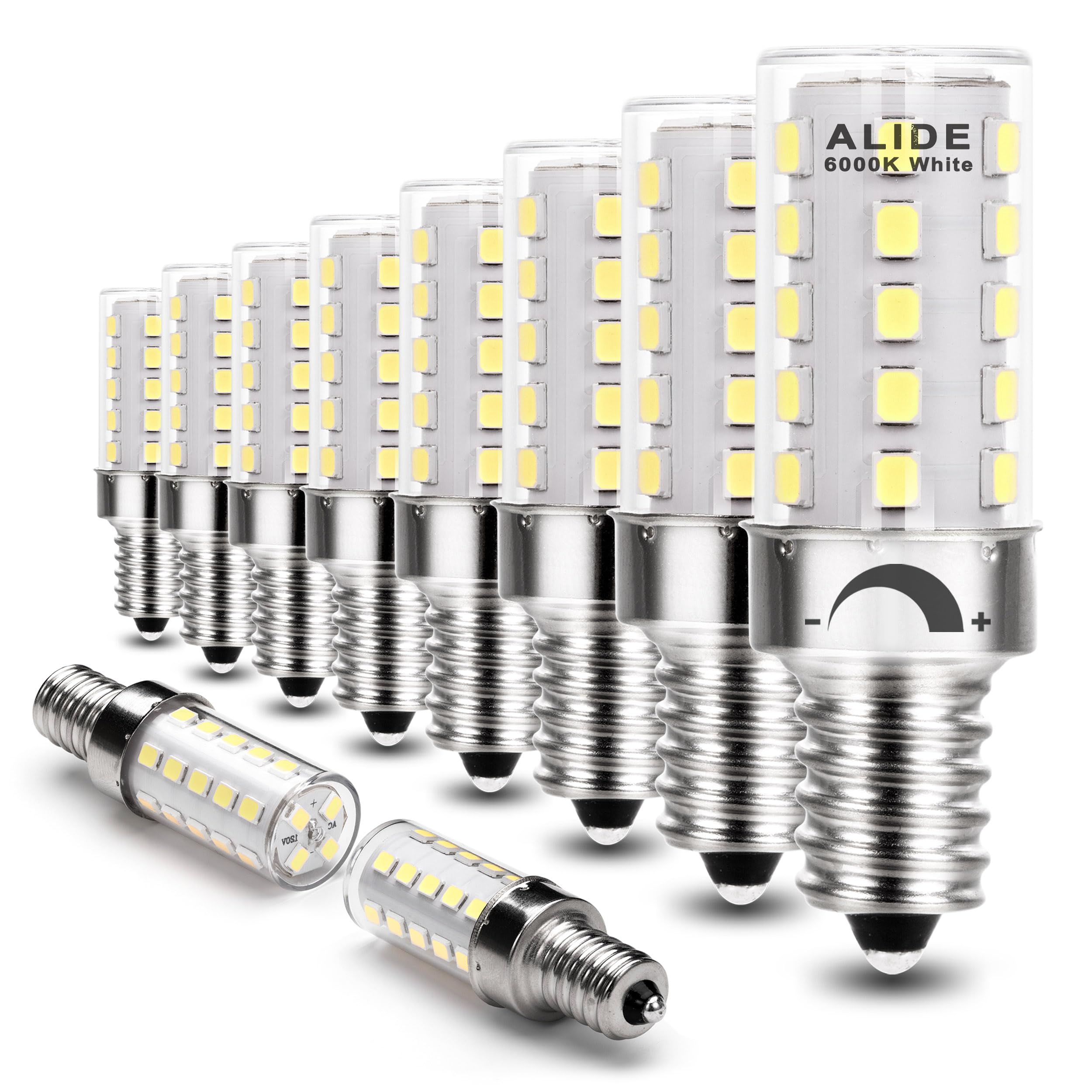Alide Dimmable E12 Led Bulbs 6000K Daylight White 5W,Replace 40 Watt E12 Halogen Equivalent,T6 Base 120V E12 C7 Led Candelabra B