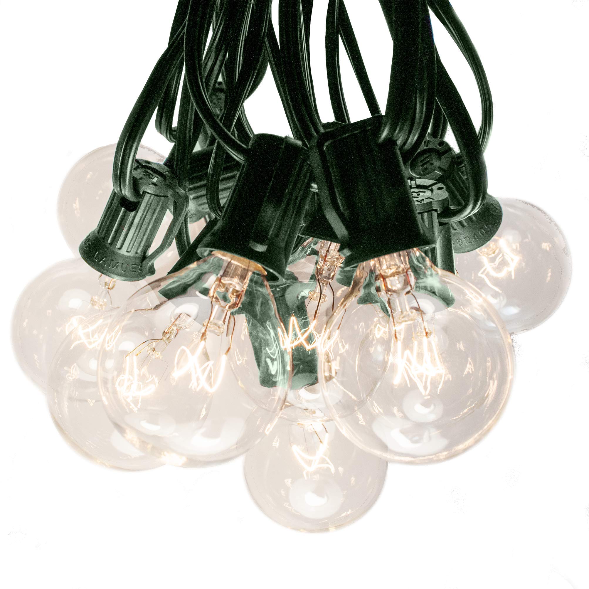 Hometown Evolution G40 Globe Patio String Lights, 100 Foot, Green Wire, Clear Bulbs, Model HTE148