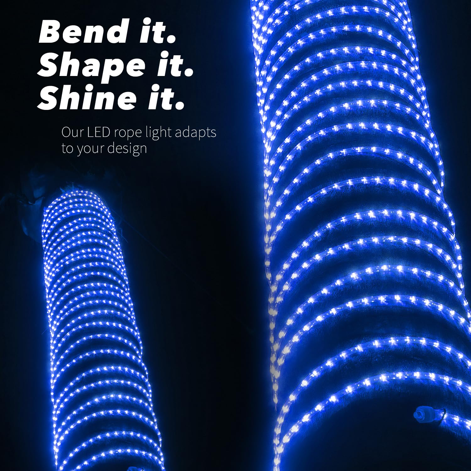 Wyzworks 288Leds 25Ft Led Outside Rope Lights, Outdoor Etl Certified Waterproof Permanent 360 Degree Light Emitting, Flexible Tube, Connectable, Christmas Palm Tree Exterior Landscape, Blue