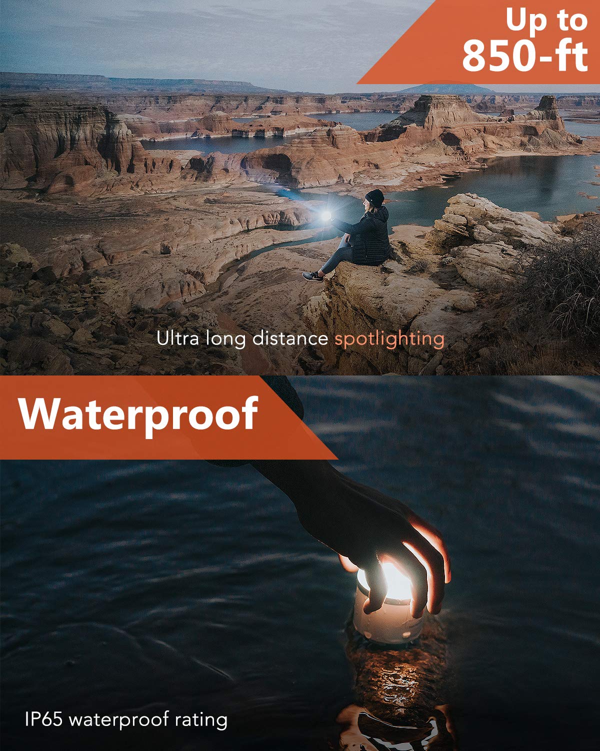 LED Camping Lantern, 6 Light Modes, 7200mAh Power Bank, 660LM, Waterproof, 850ft Long-Range Spotlight, Mini Flashlight Magnetic